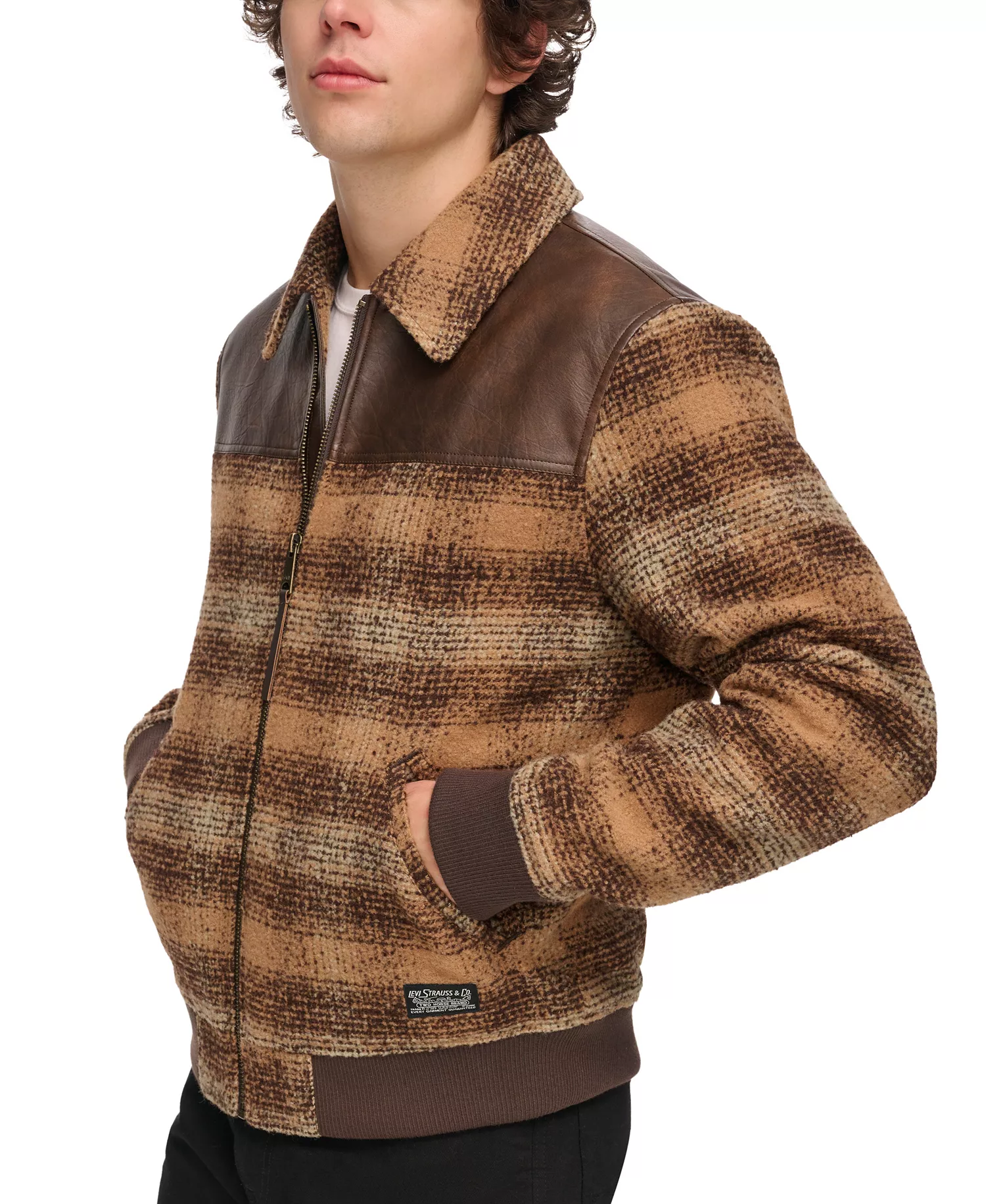 Men's Plaid Bomber Jacket - Brown Multi - 2XL