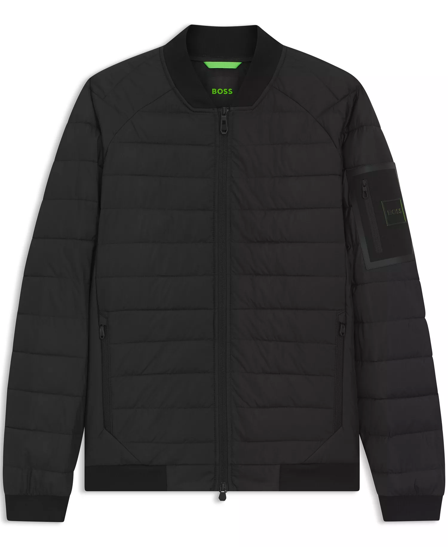 Men's Water-Repellent Padded Bomber Jacket - Black - L