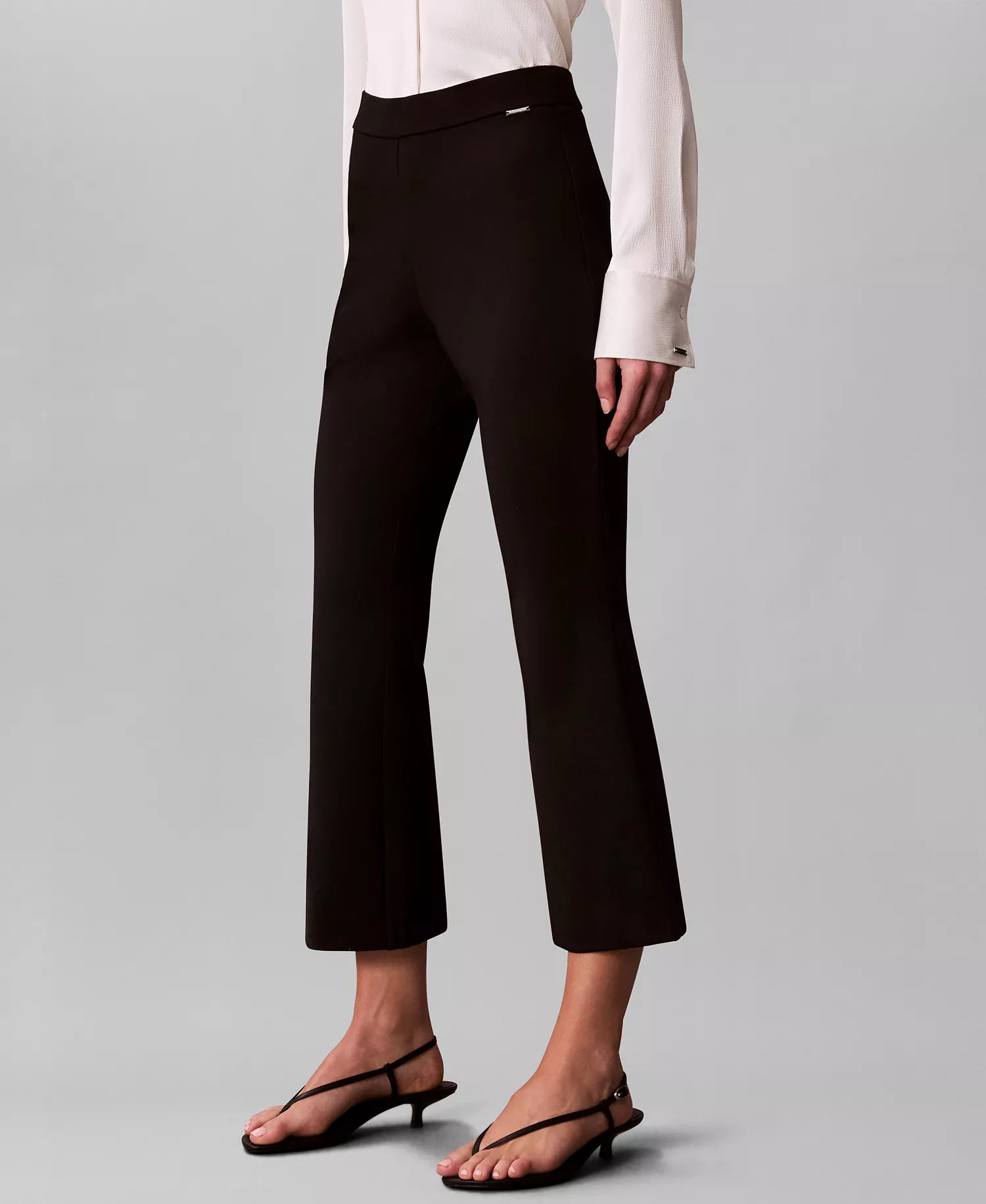 Women's Ponte Crop Flared Pants - Black - 10