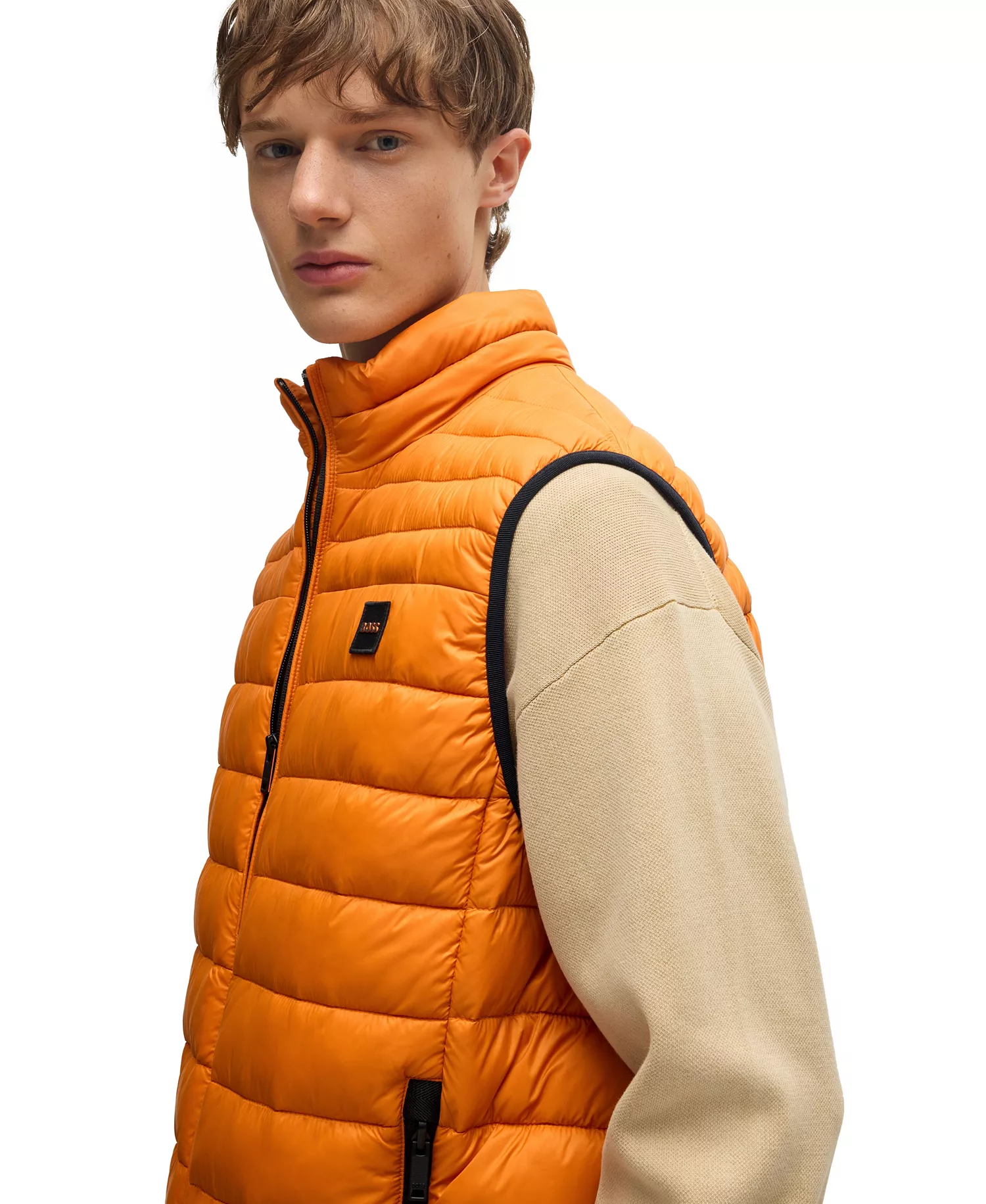 Men's Water Repellent Slim-Fit Gilet - Orange - 38R