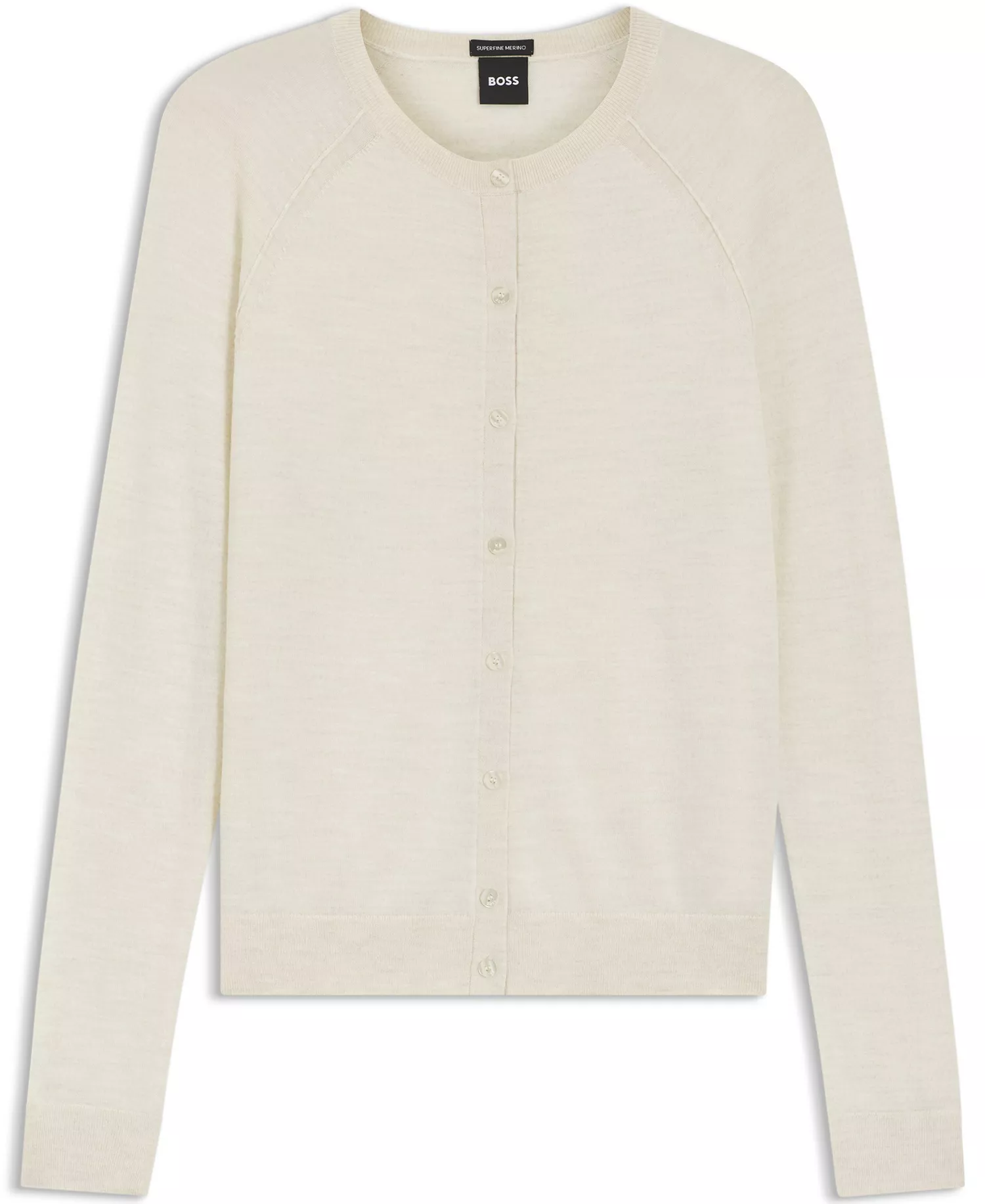 BOSS by Women's Extra-Fine Merino Wool Button-Up Cardigan Sweater - Open White - L