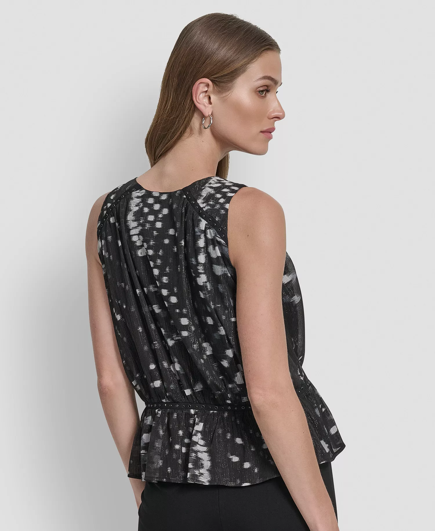 Women's Crinkle Detail Peplum Pull On Top - Reflected Lights - L