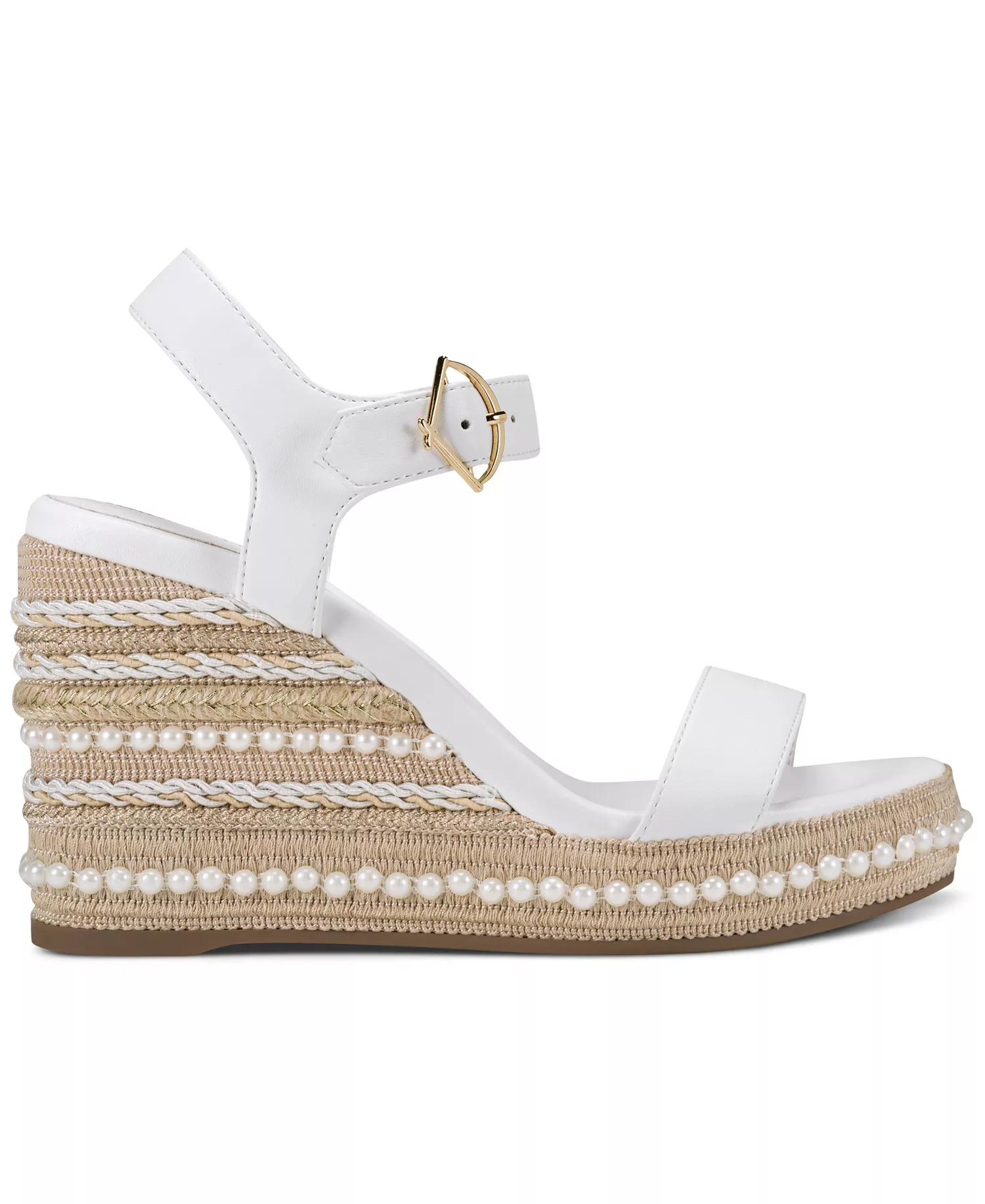 Women's Calzona Round Toe Wedge Sandals - Bright White - 10M