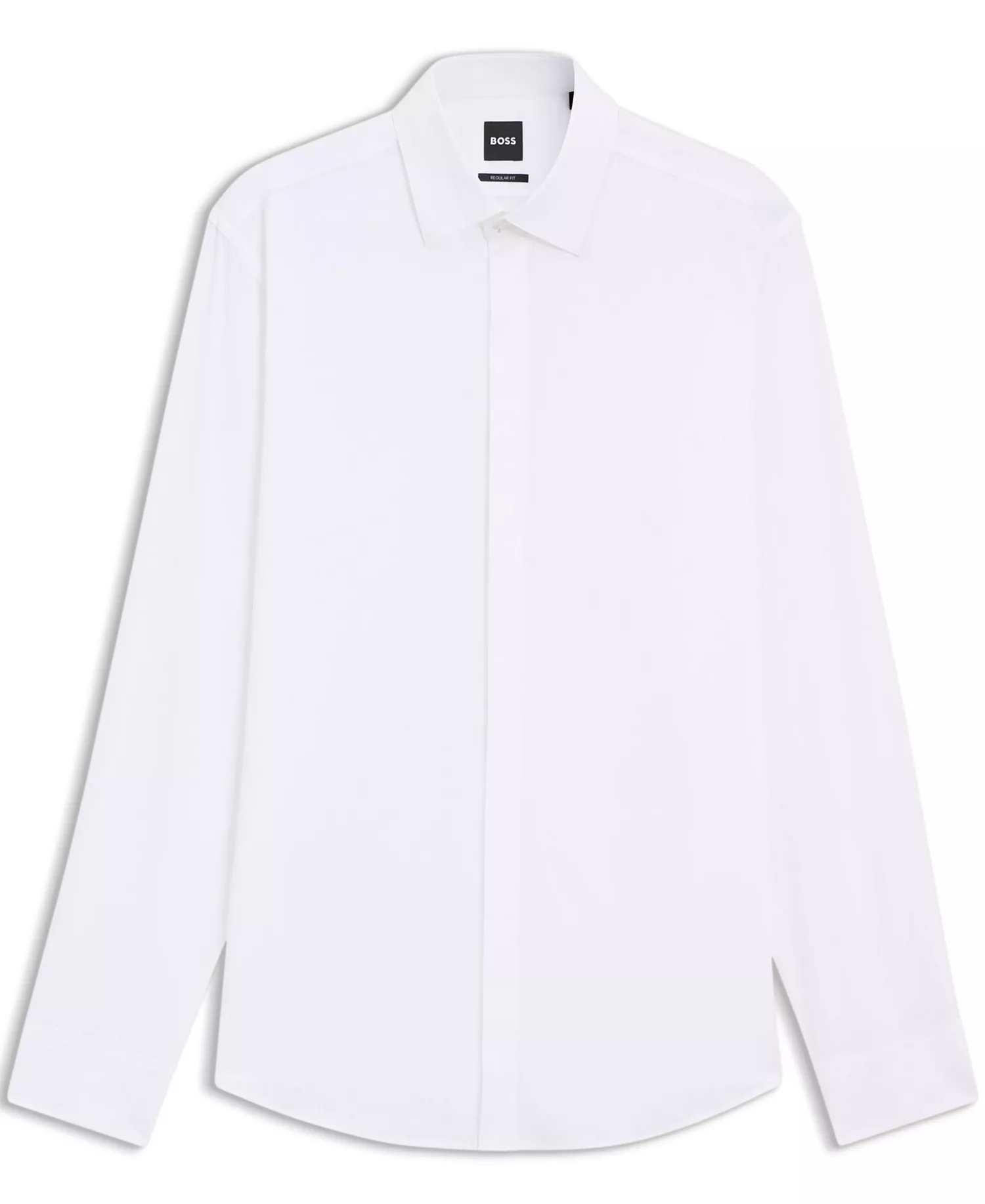 Men's Cotton Monogram-Jacquard Regular-Fit Dress Shirt - White - 14.5