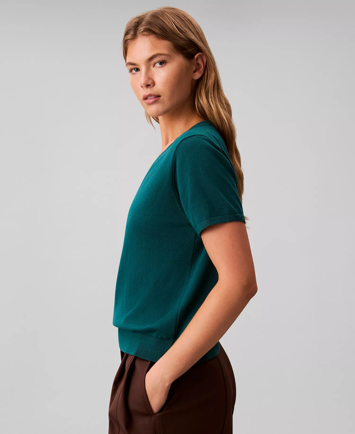 Women's Short Sleeve V-Neck Sweater - Maya Blue - M