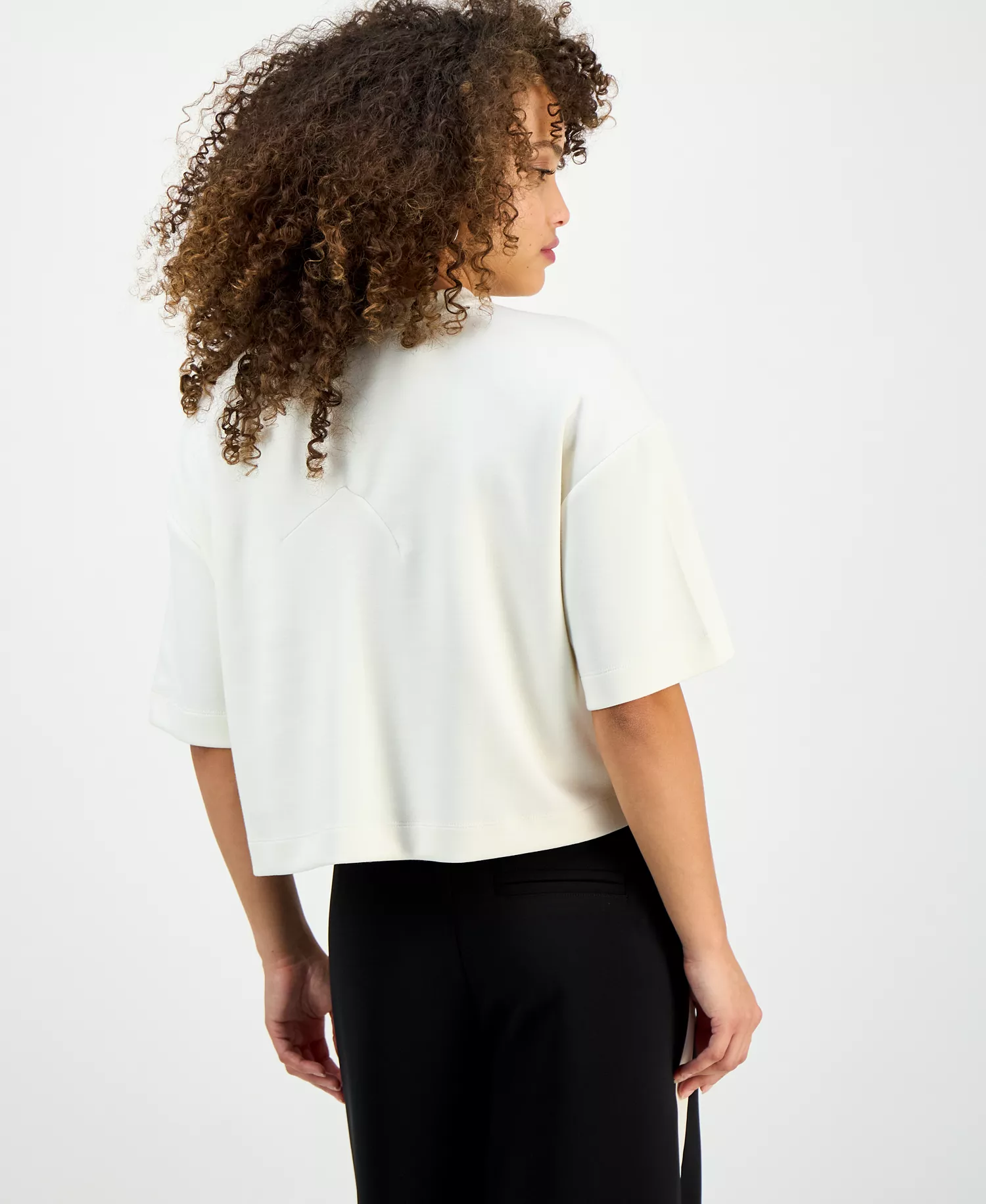 Petite Crewneck Short-Sleeve T-Shirt, Macy's Exclusive - Vintage Cream - P/L