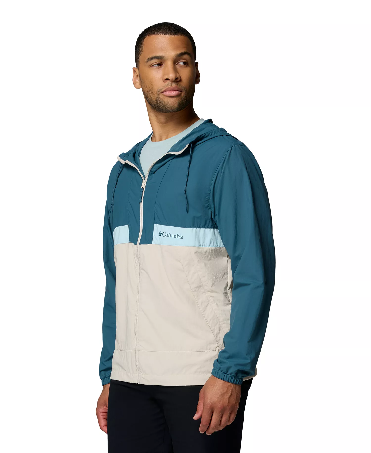Men's Spire Valley™ Hooded Windbreaker - Black, Sha - L