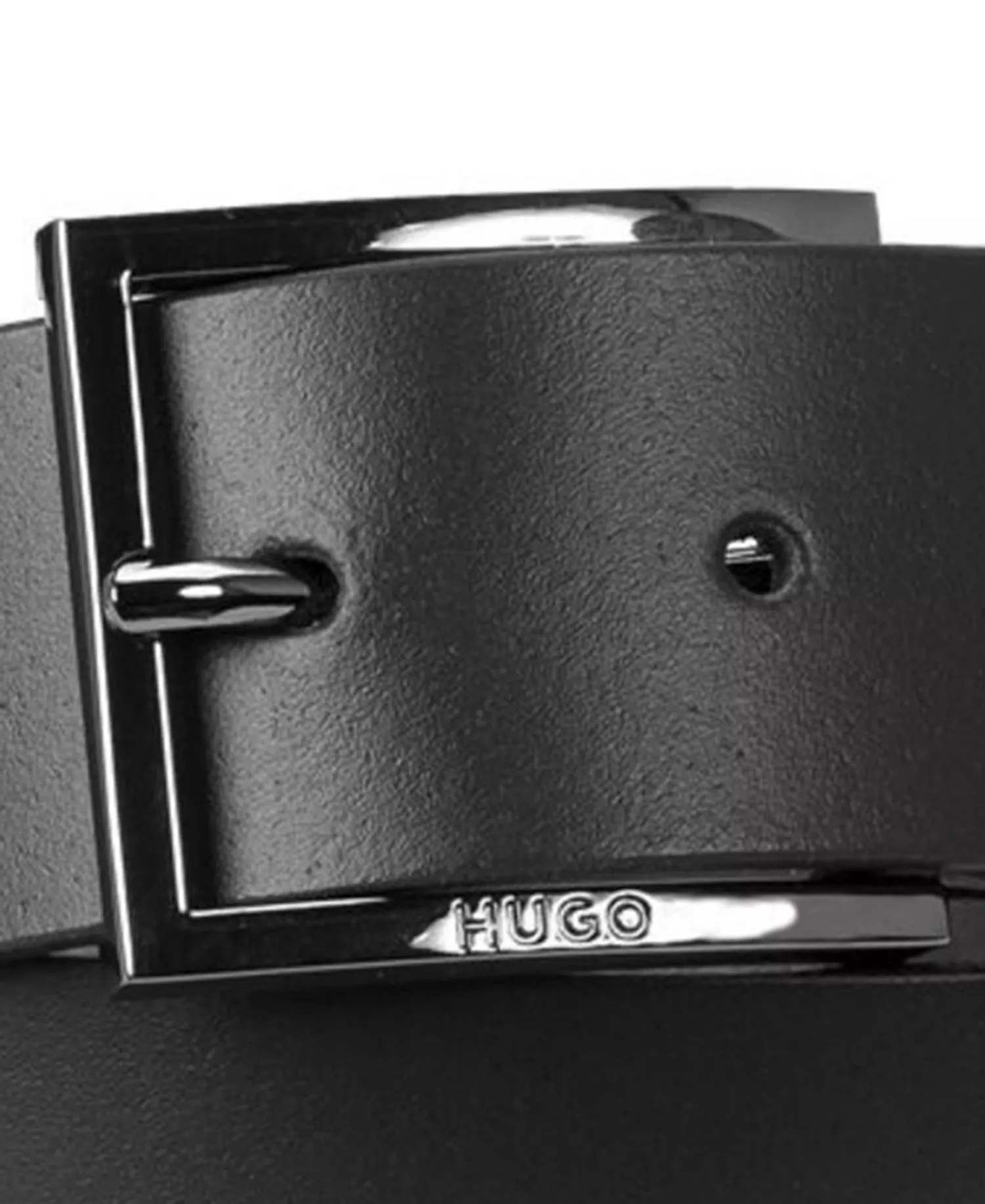Men's Embossed Logo Leather Belt - Black - 30