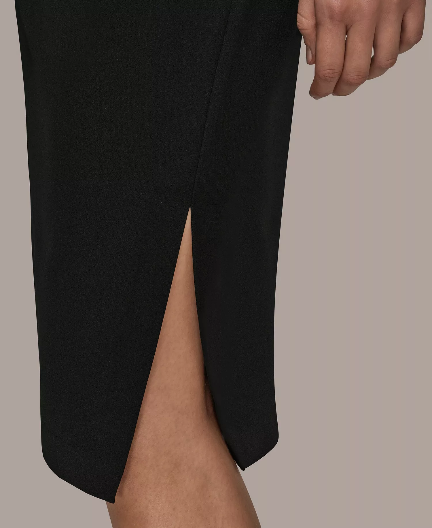 Women's V-Neck Belted Contrast Wrap Sheath Midi Dress - Cream/Black - 10