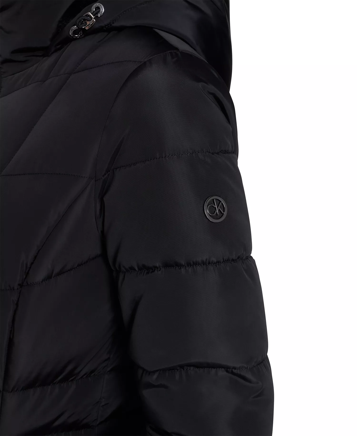 Women's Hooded Stand Collar Puffer Coat - Black - L