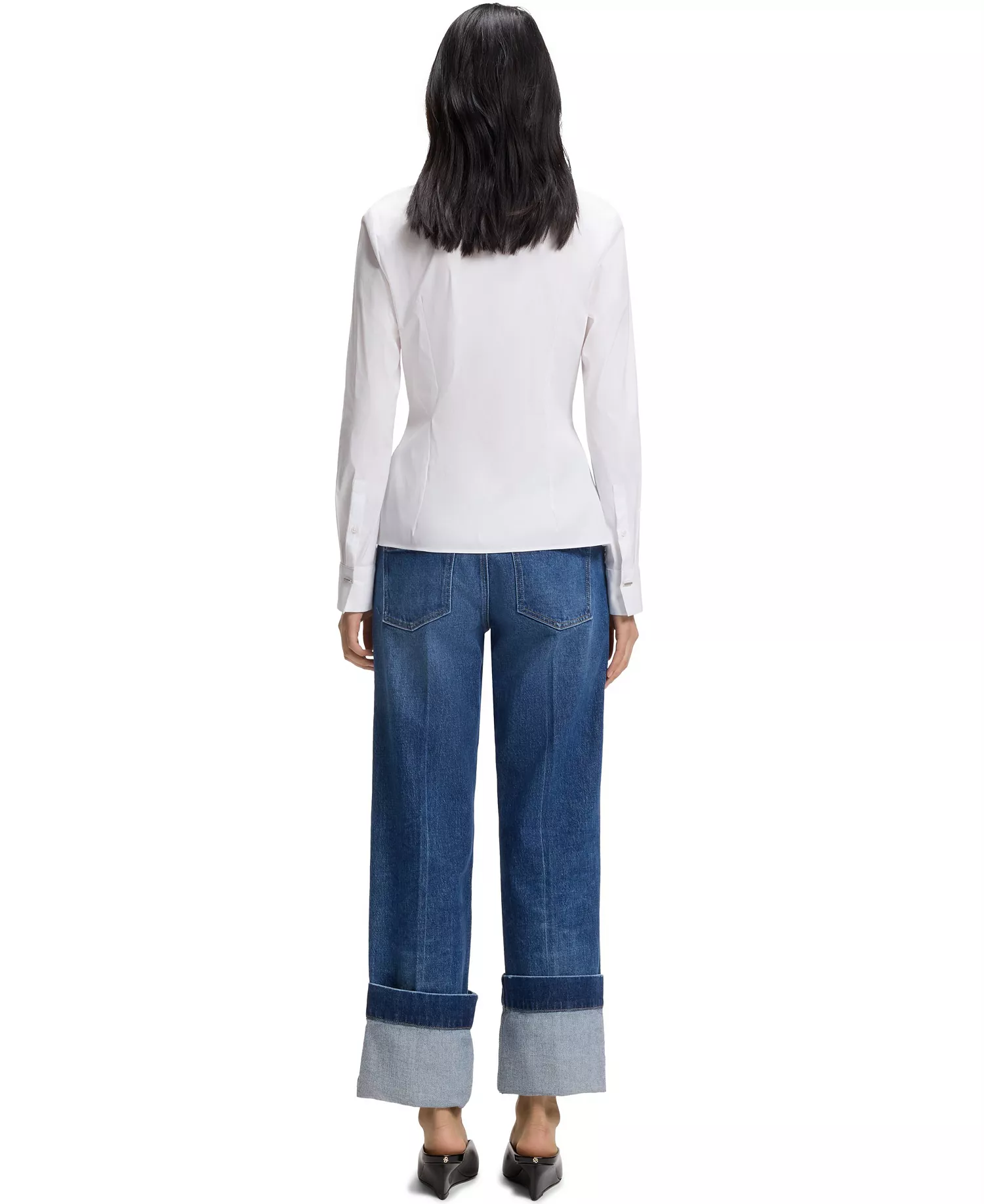 BOSS by Women's Cotton-Blend Poplin Slim-Fit Blouse - White - 2