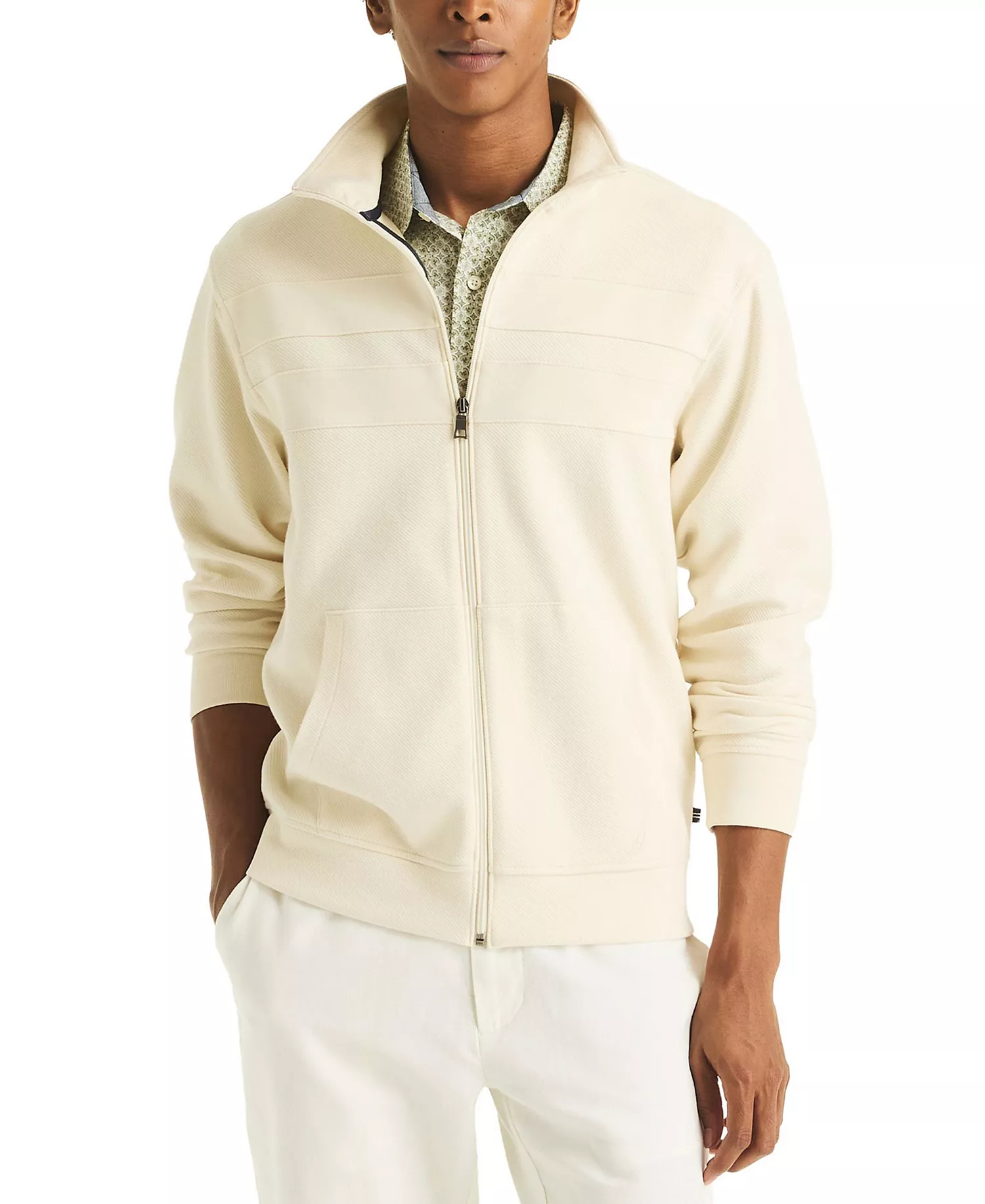 Men's Mock Neck Sweatshirt - Natural - 2XL
