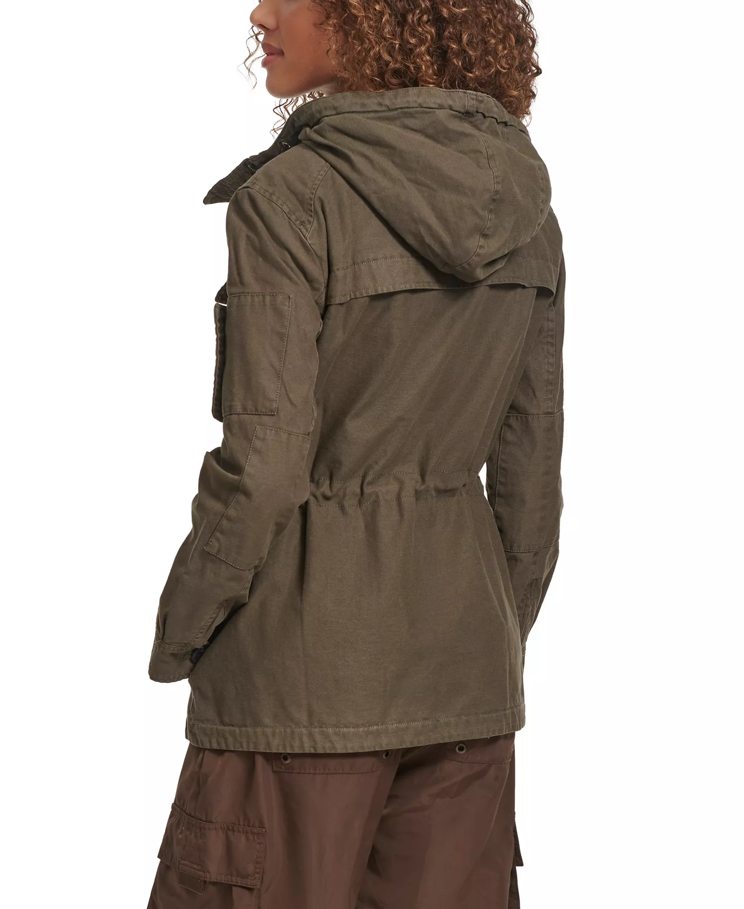 Women's Hooded Military Jacket - Army Green - L
