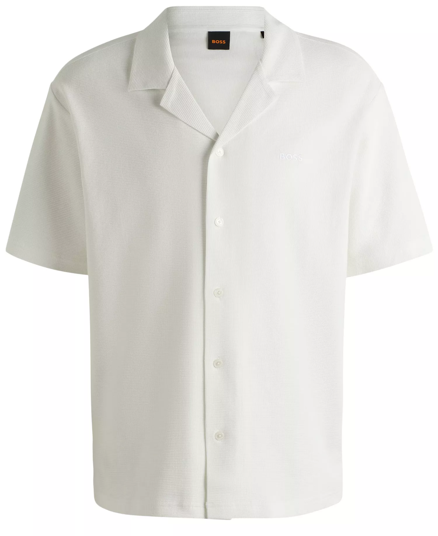 Men's Waffle Cotton Relaxed-Fit Shirt - Natural - L