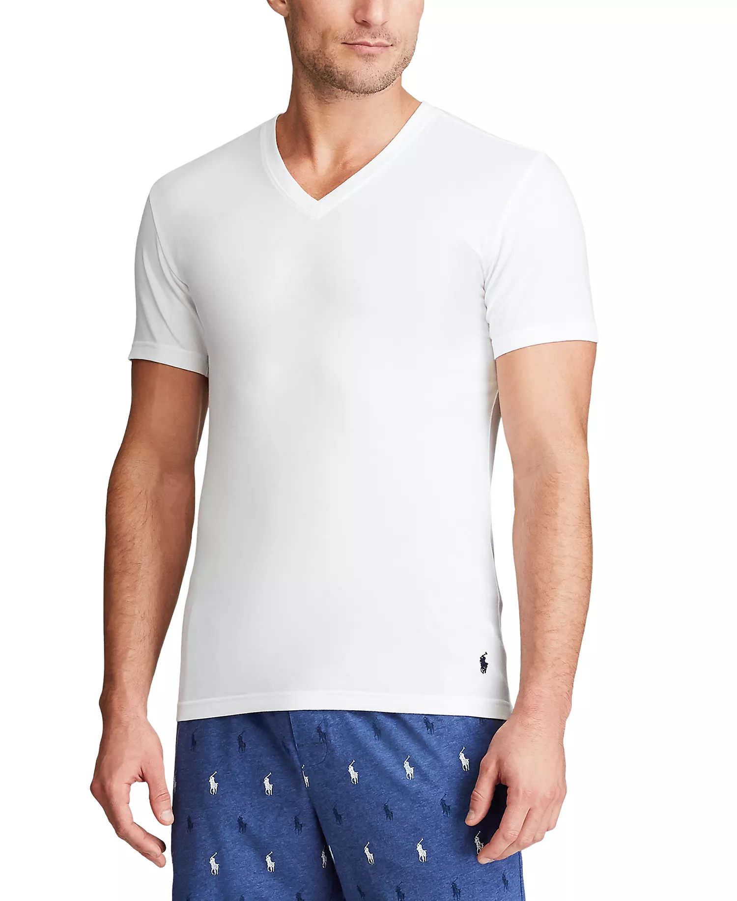 Men's 3-Pack Slim-Fit Stretch V-Neck Undershirts - Polo Black/rl2000 Red/andover Heather/charcoal Heather/polo Black - L