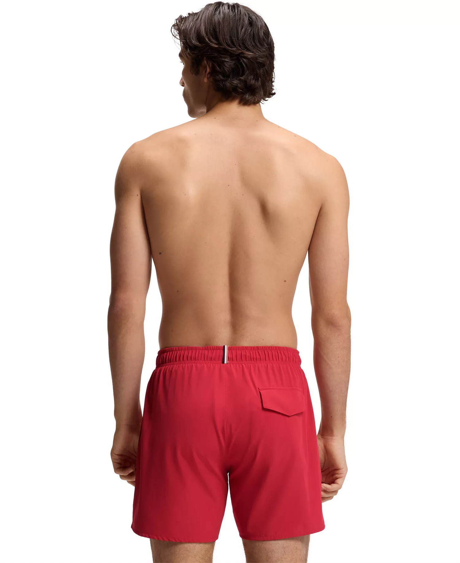 Men's Quick-Dry Logo Detail Swim Shorts - Dark Red - 2XL