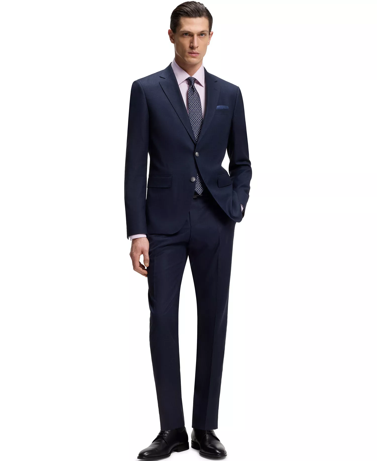 BOSS by Men's Easy-Iron Stretch-Cotton Dobby Regular-Fit Dress Shirt - Open Pink - 14.5