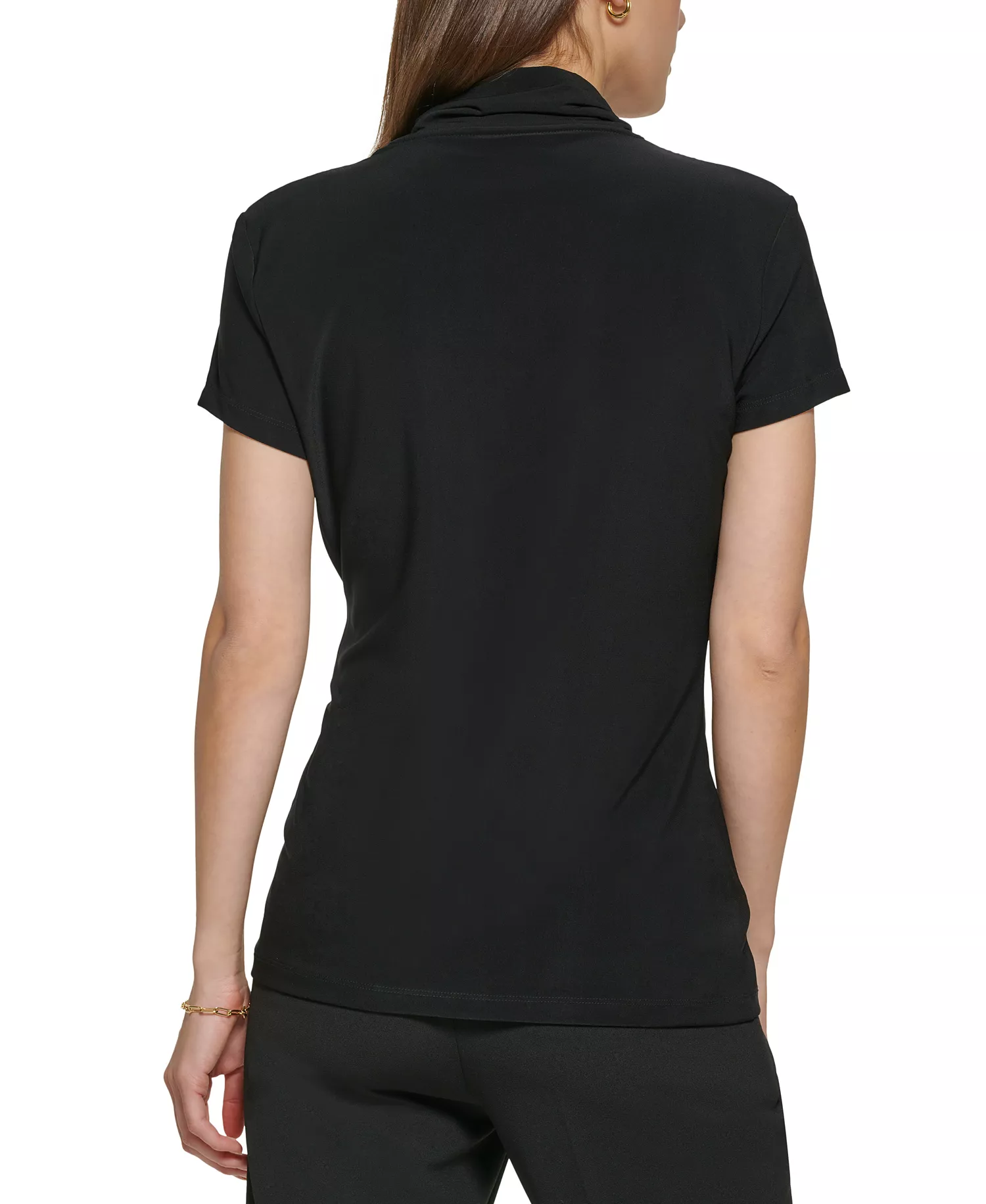Petite Draped Surplice Blouse, Created for Macy's - Black - PL