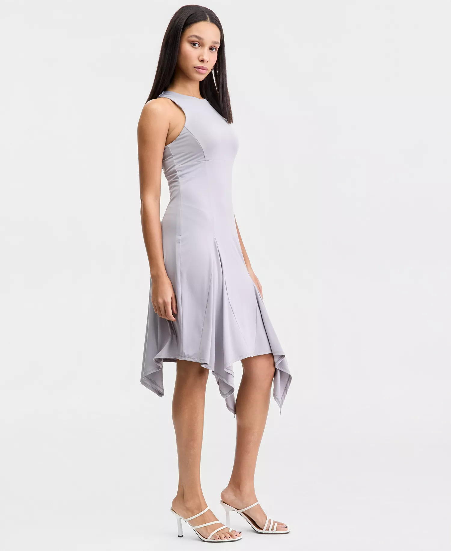 Women's Handkerchief-Hem Sleeveless Dress, Macy's Exclusive - Cloud Grey - L