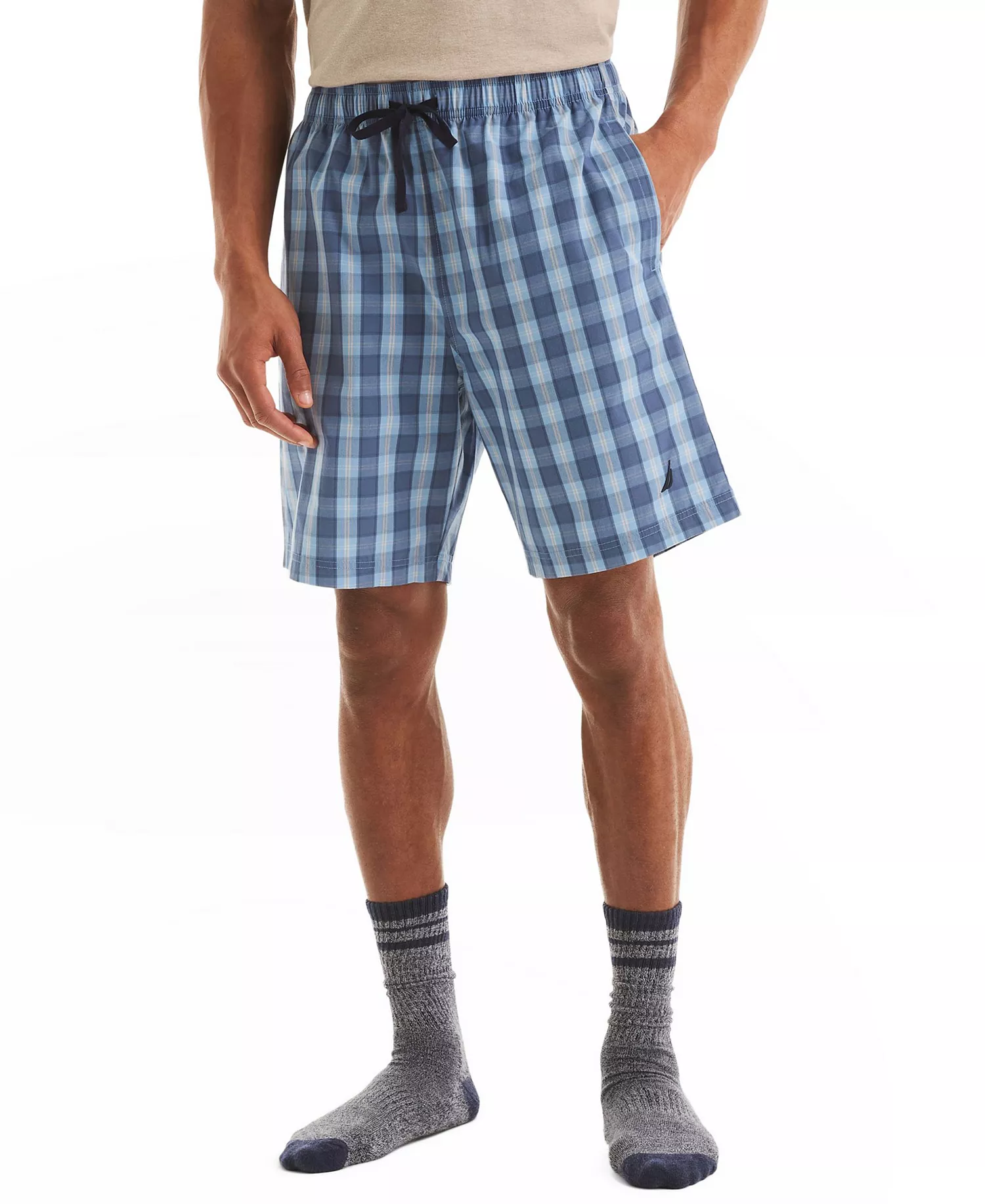 Men's Elastic-Drawstring Plaid Pajama Shorts - Allure - L