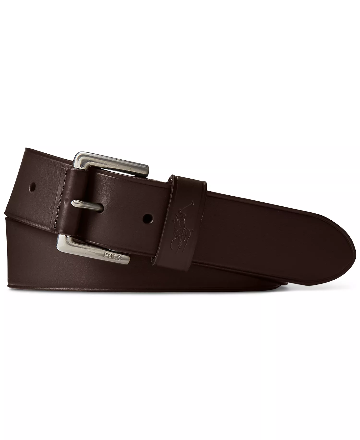 Men's Leather Dress Belt - Polo Brown - 32