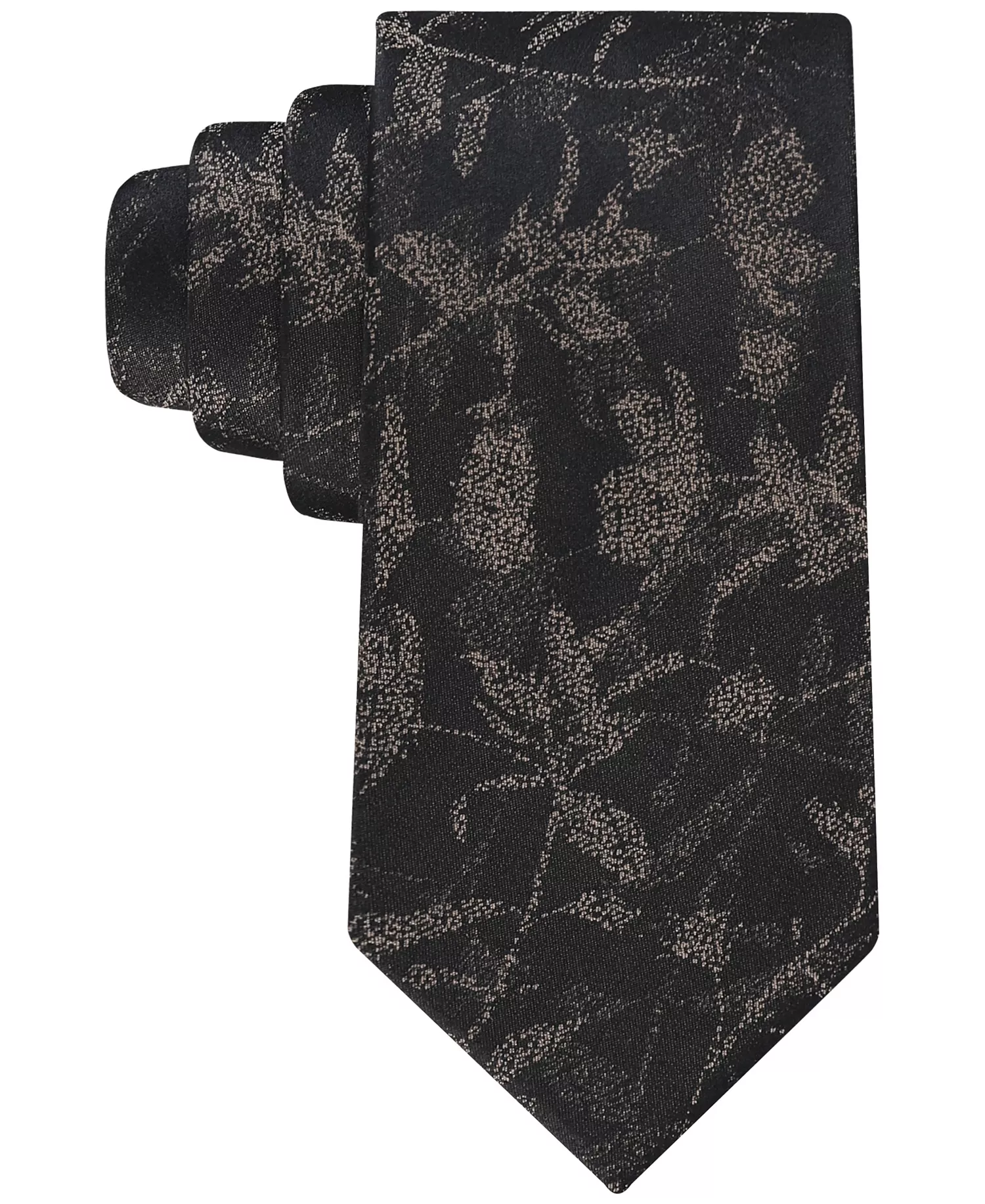 Mens Camila Floral Classic Tie - Black Taupe - ONE SIZE