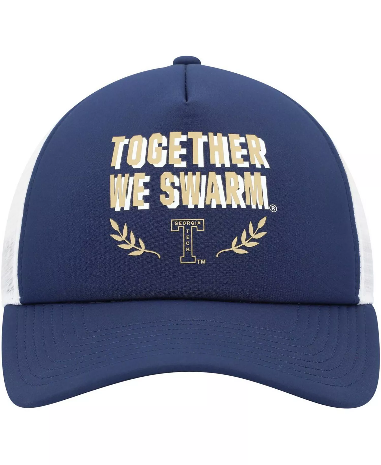 Men's Navy Georgia Tech Yellow Jackets Phrase Foam Front Trucker Adjustable Hat - Navy - OSFM