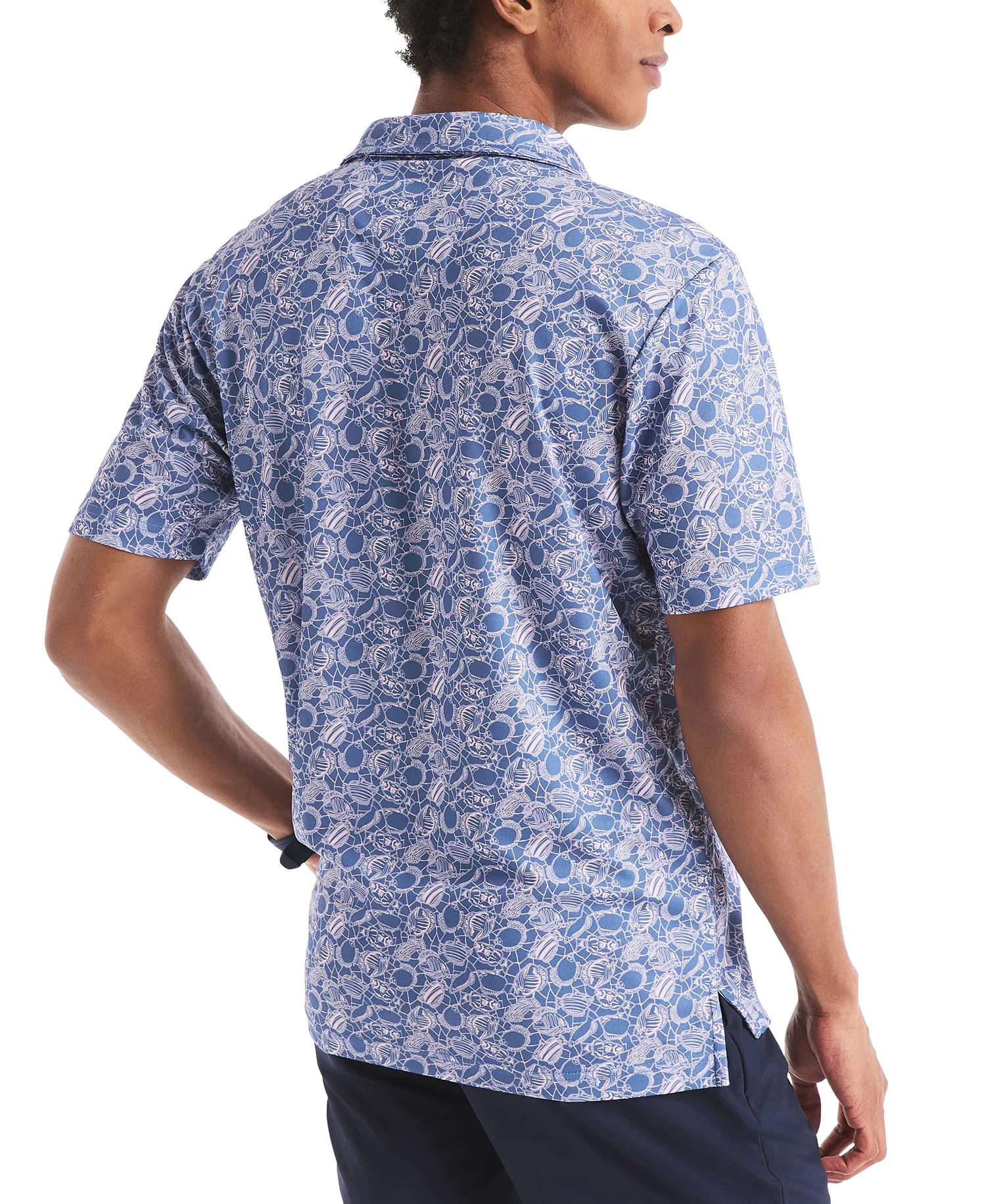 Men's Classic-Fit Moisture-Wicking Printed Performance Golf Polo Shirt  - Coronet Blue - 2XL