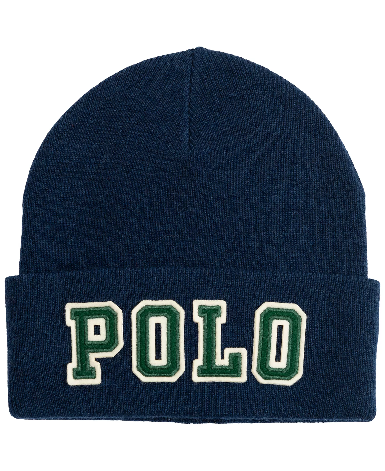 Men's Polo Patch Beanie Hat - Navy - ONE SIZE