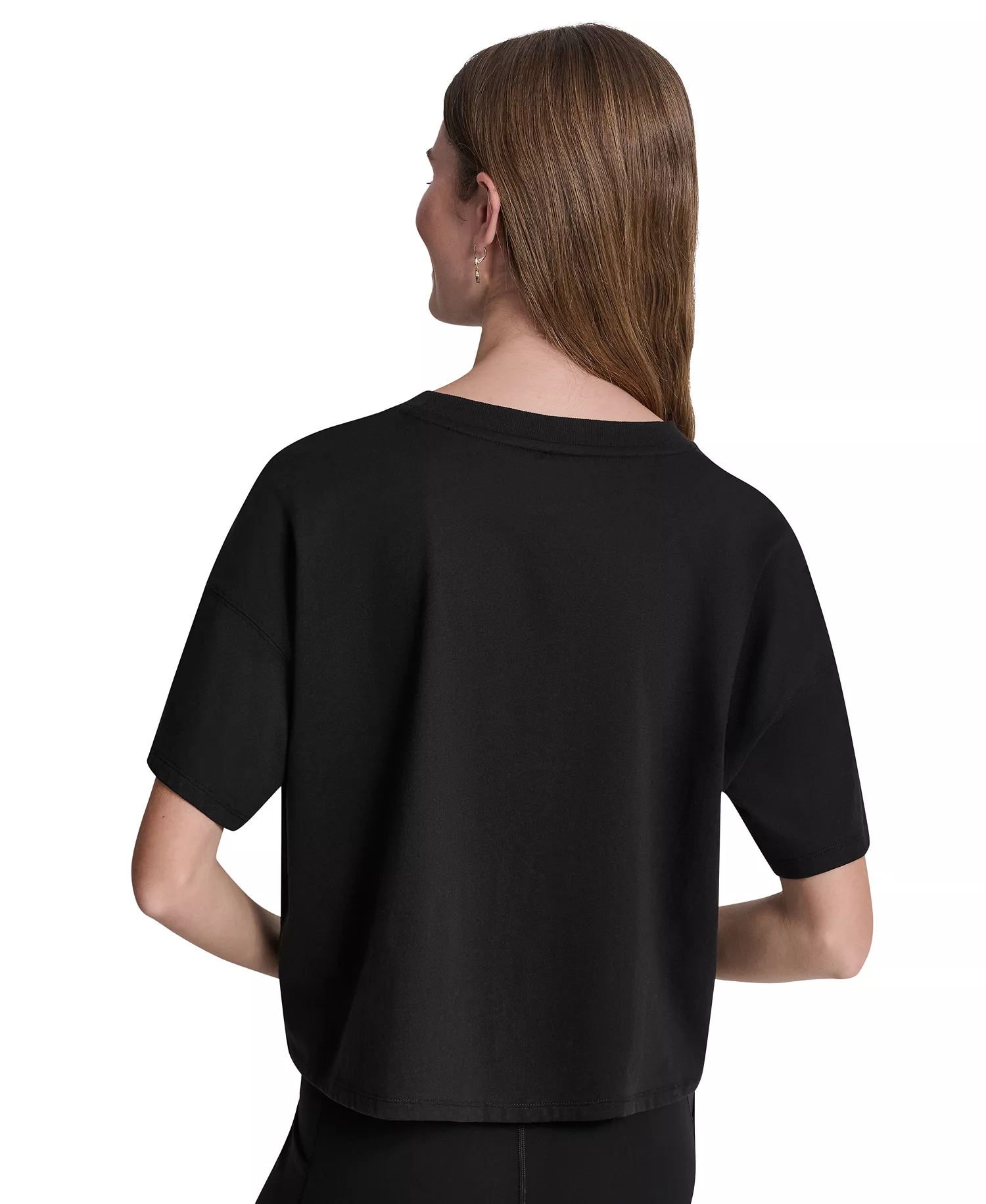 Women's Metallic Bubble Logo Drop Shoulder Pull-On T-Shirt - Black - L
