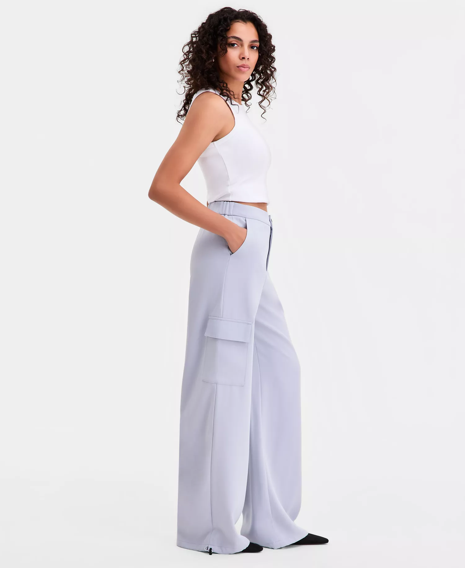 Women's Tailored Cargo Jogger Pants, Macy's Exclusive - Powder Blue - L