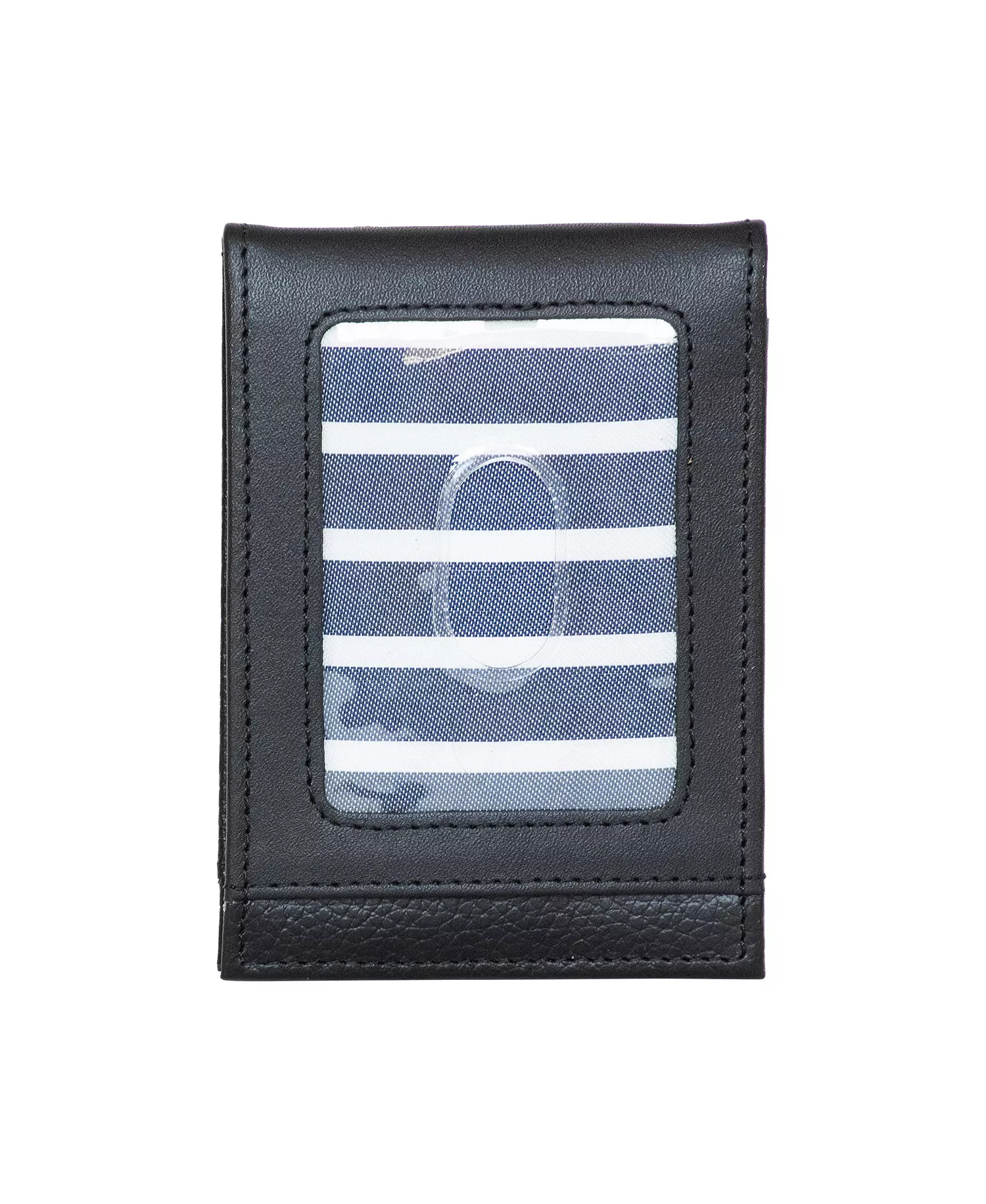 Men's Front Pocket Leather Wallet - Black - ONE SIZE