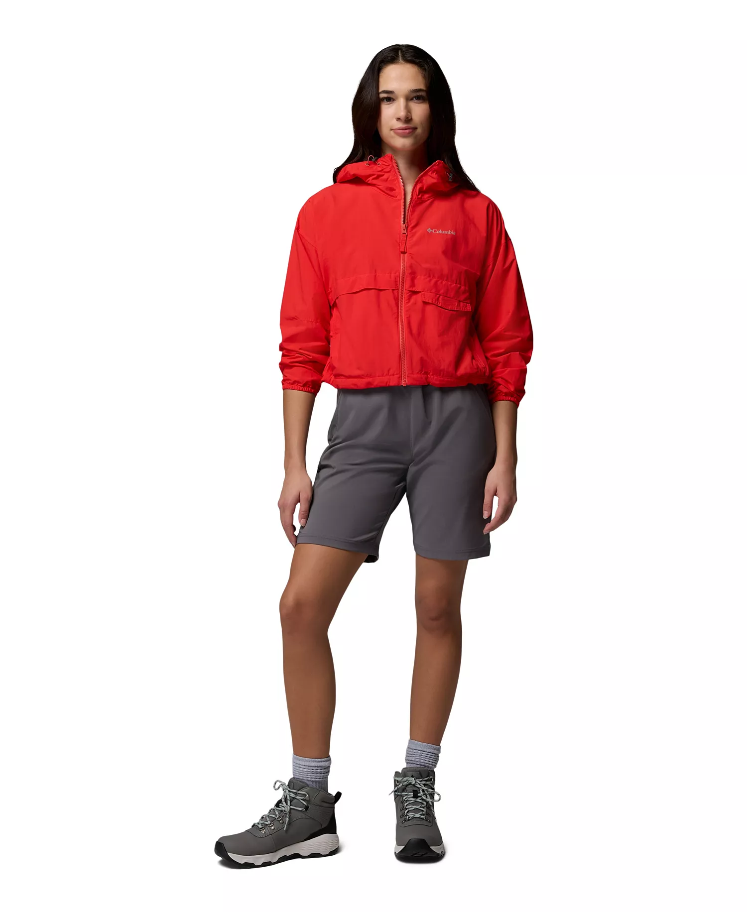 Women's Spire Valley Cropped Windbreaker Jacket - Poppy Red - L