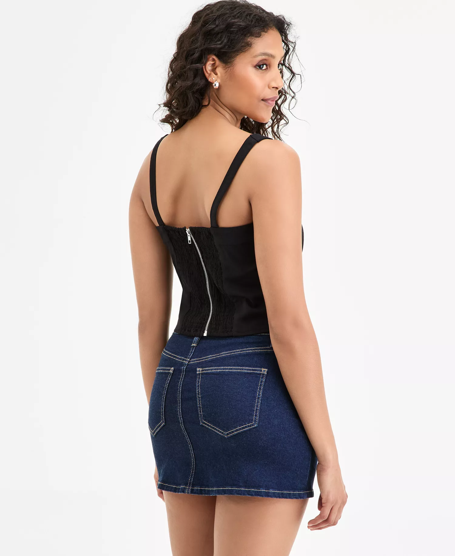 Women's Square-Neck Back-Zip Tank, Exclusively at Macy's - Deep Black - XS
