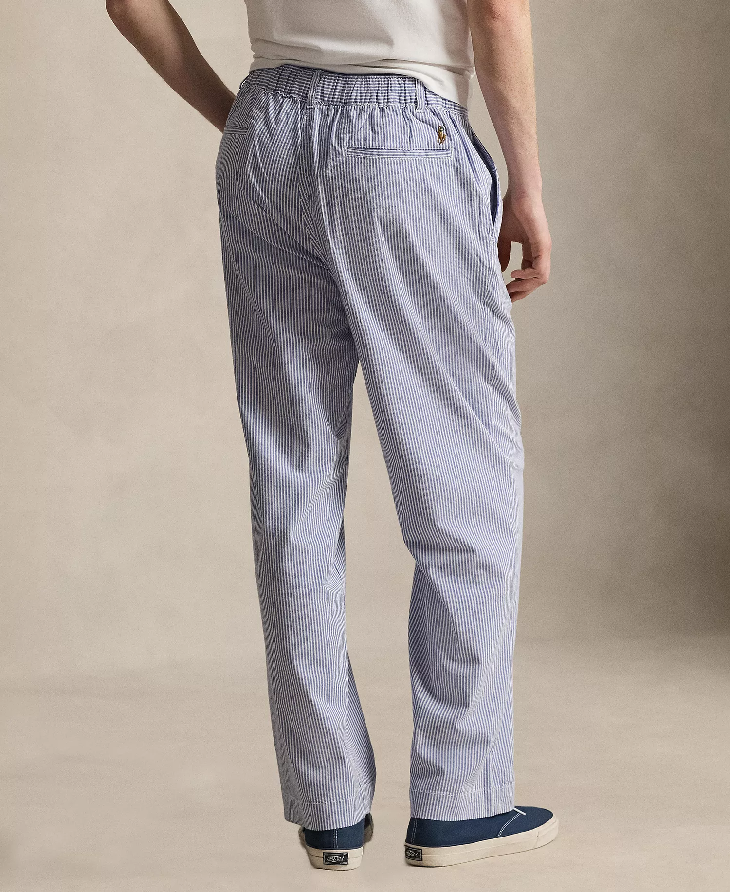 Men's Seersucker Striped Pants - Blue/White - 2XL
