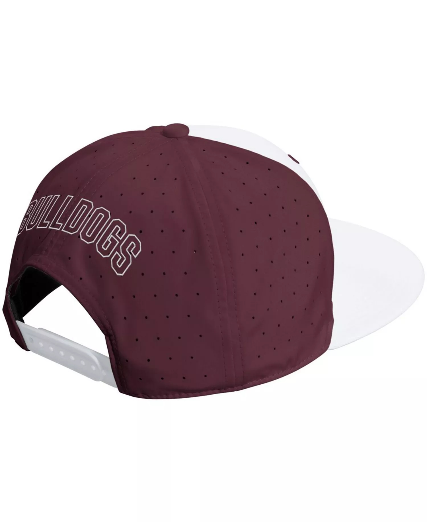 Men's and Women's White/Maroon Mississippi State Bulldogs Performance Flat Bill Adjustable Hat - White, Maroon - ONE SIZE