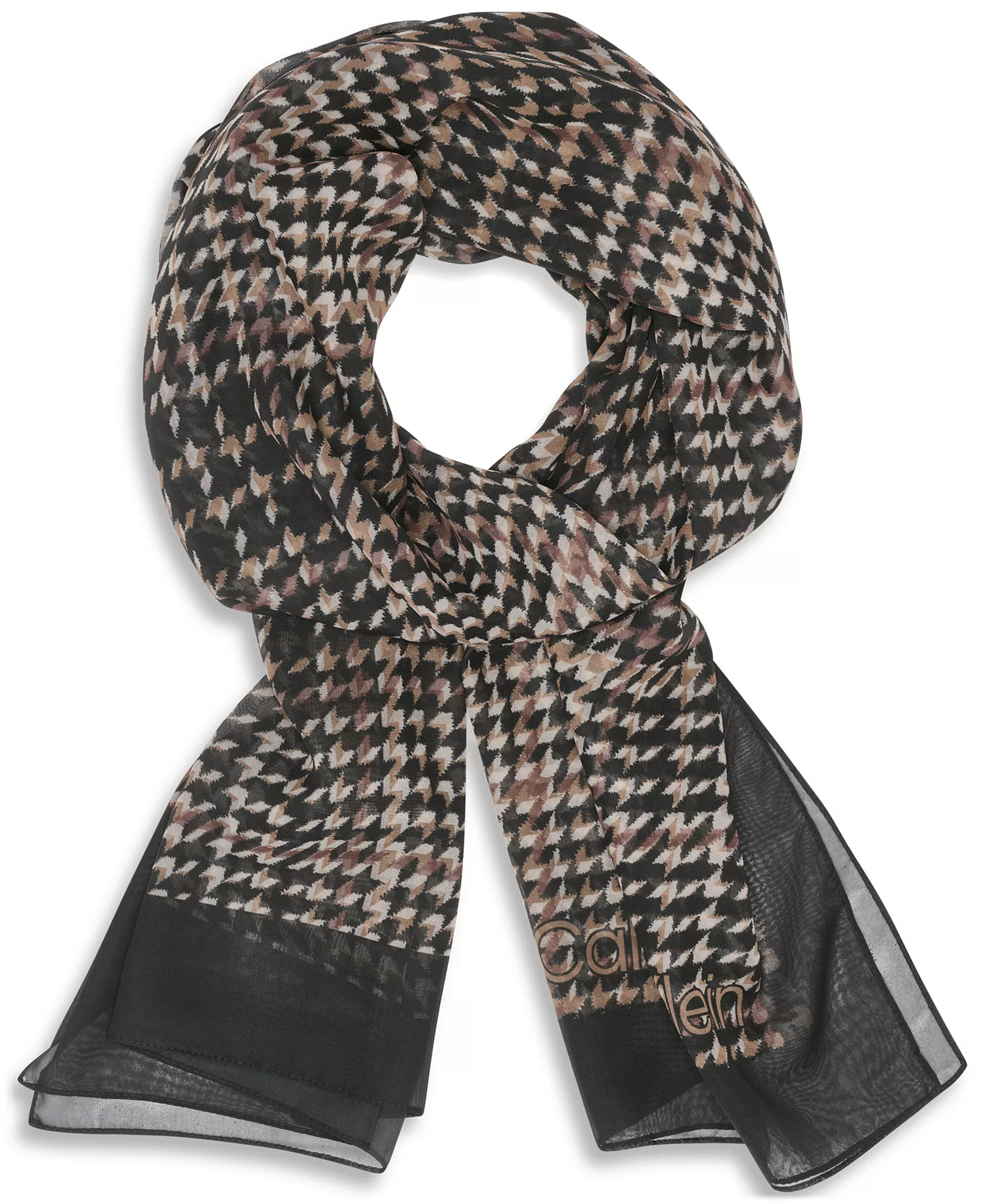 Women's Houndstooth Print Wrap - Luggage - ONE SIZE