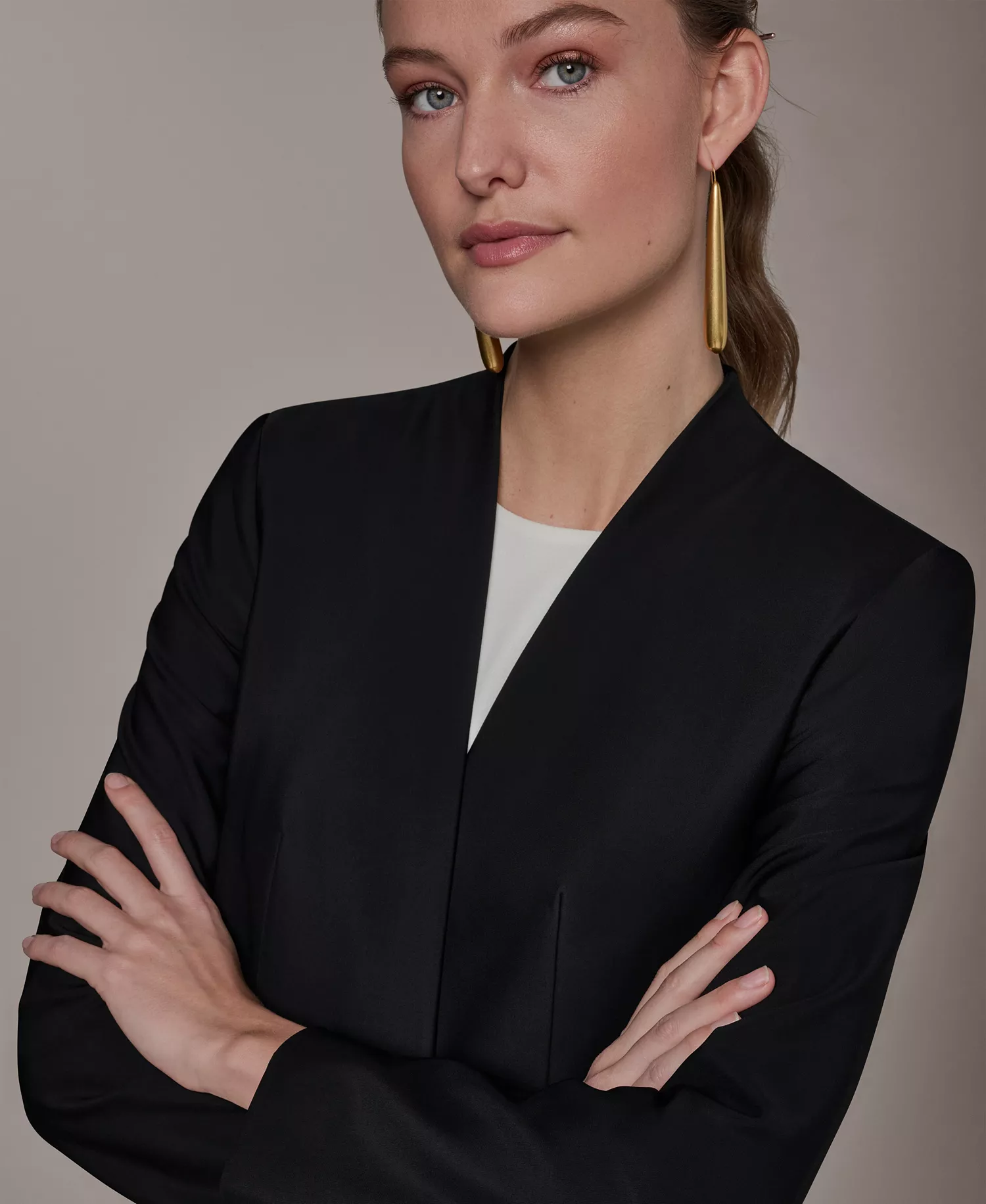 Petite Collarless Blazer - Black - 0P