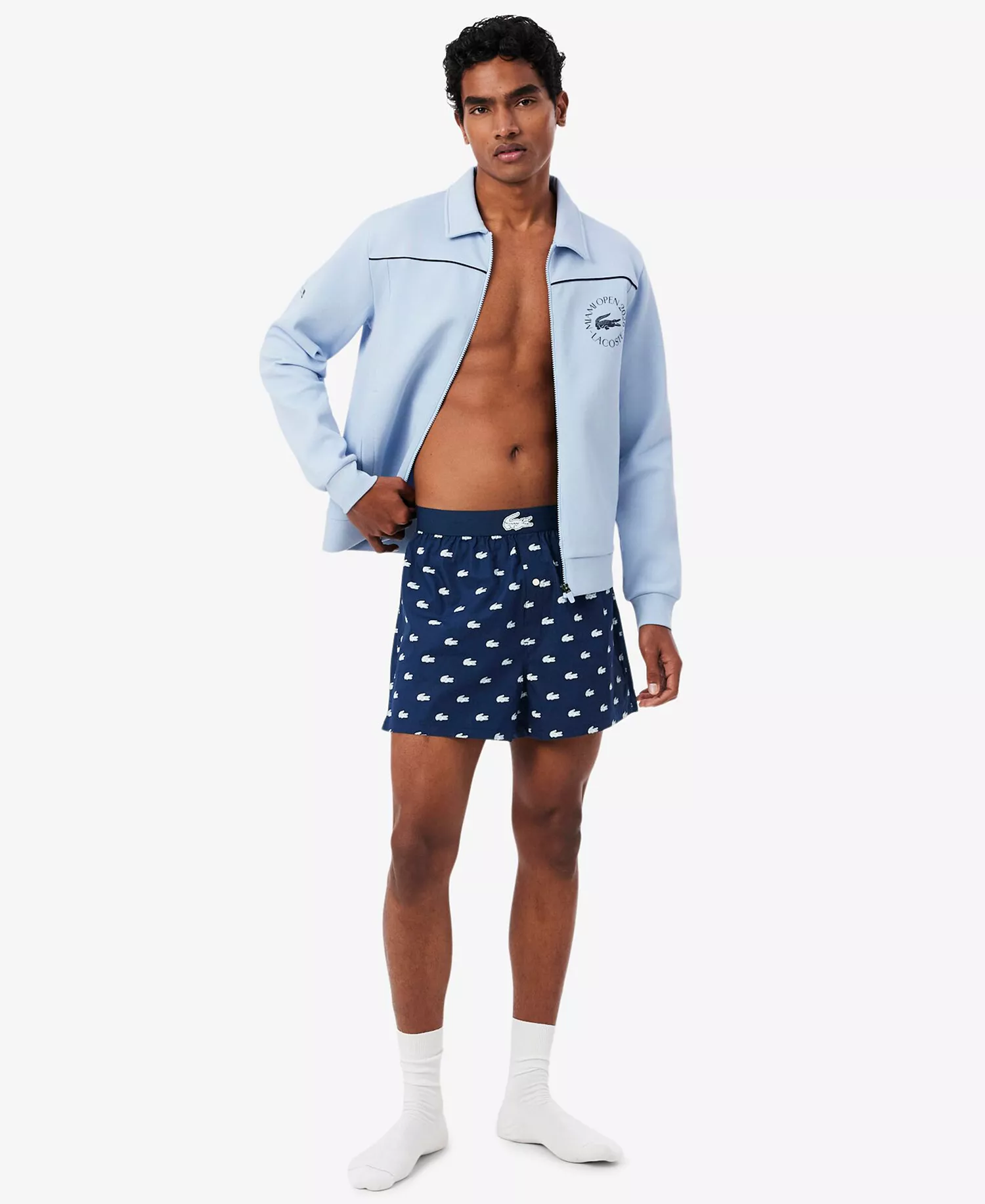 Men's Miami Regular-Fit Open Woven Boxers, 3-Pack - Navy Blue/White/Green - L