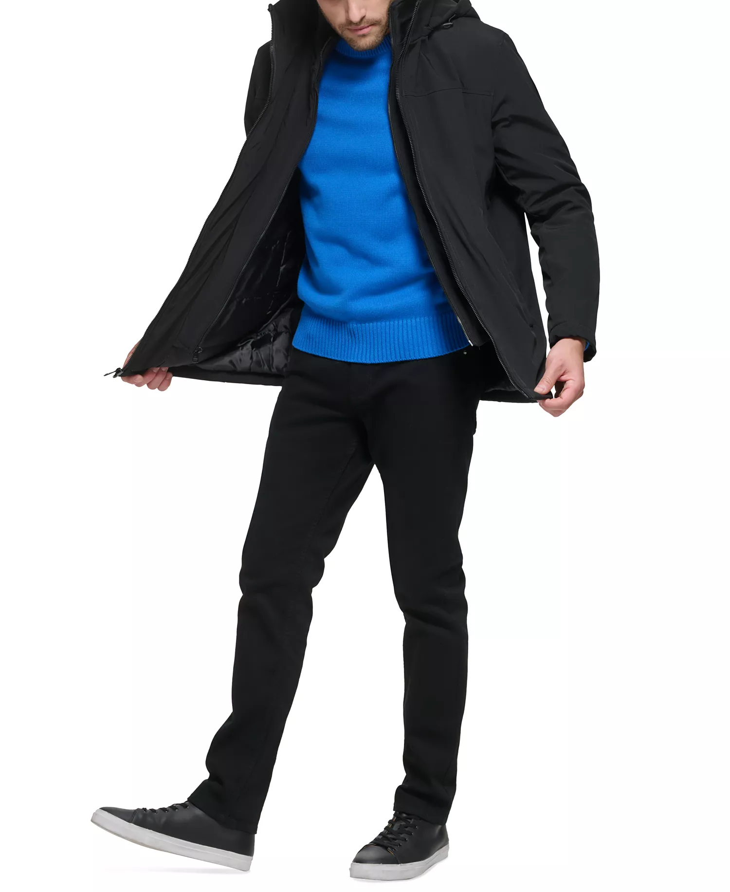 Men’s Infinite Stretch Jacket With Polar Fleece Lined Bib - Black - 2XL