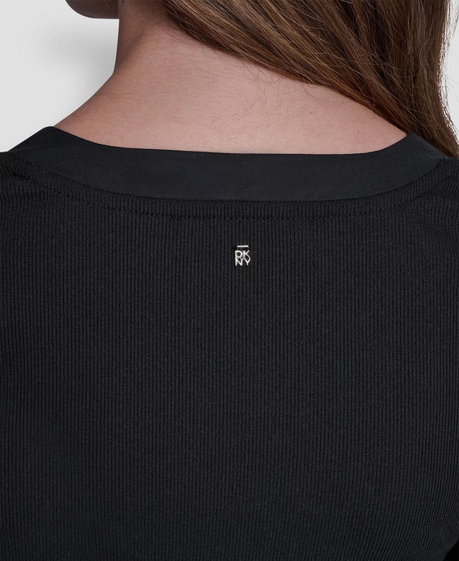 Women's Rib Henley Puff-Sleeve Midi Dress - Black - L