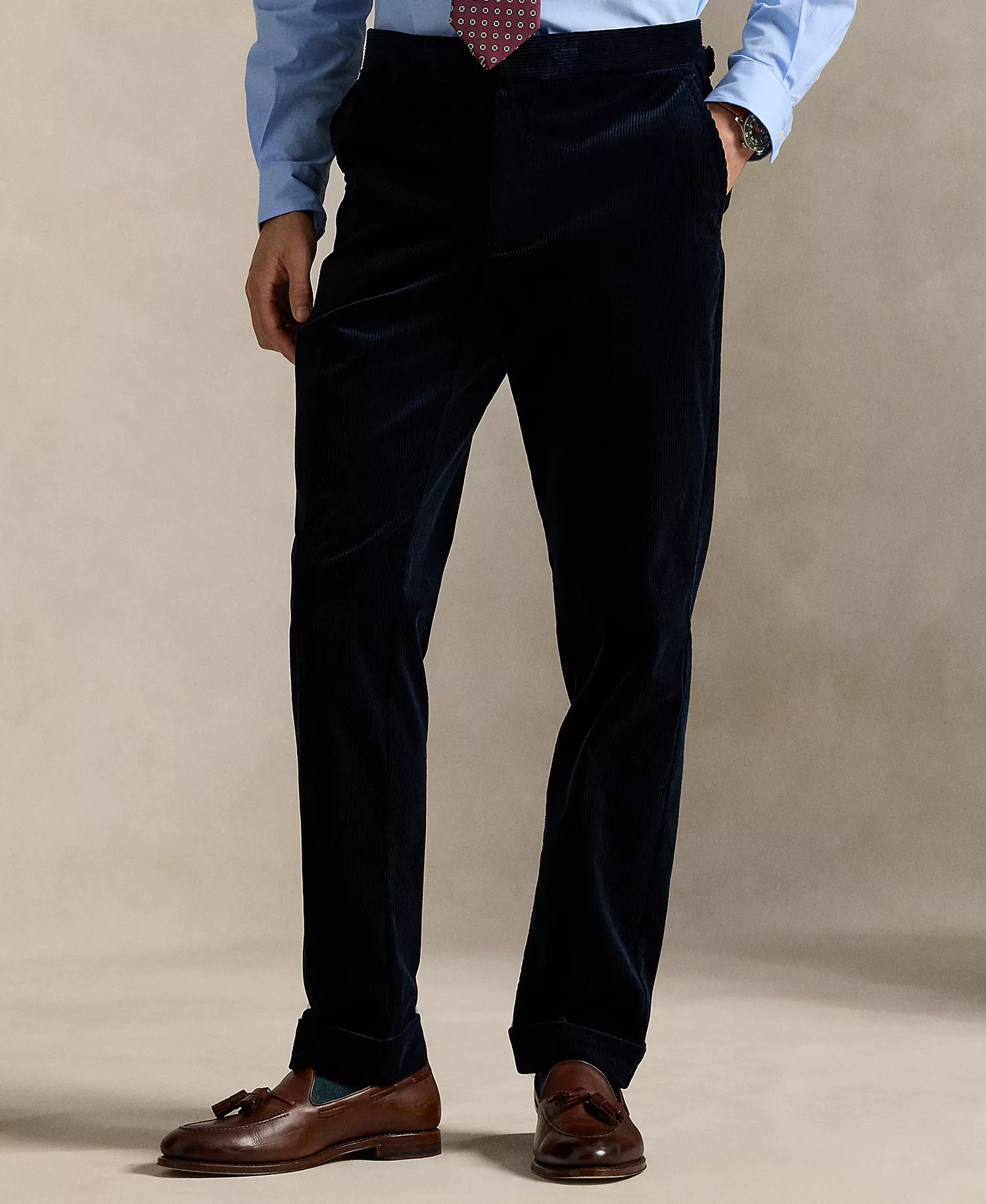 Men's Stretch Corduroy Suit Trousers - Collection Navy - 40x30