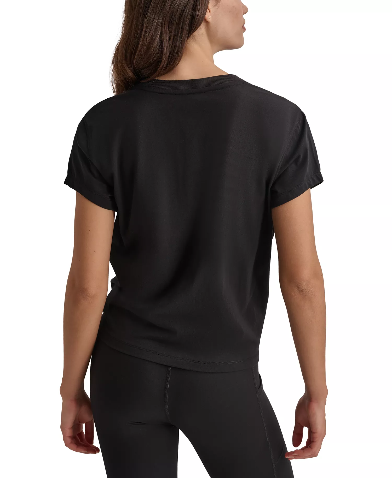 Women's Cotton Stud Logo Knot-Front T-Shirt - Black - L