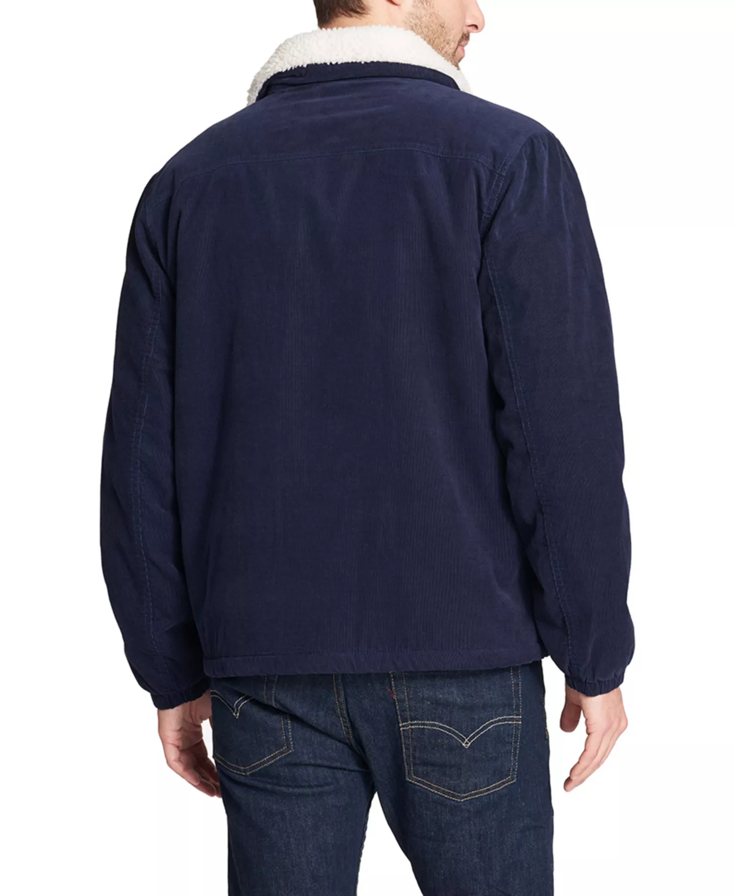 Men's Fleece-Lined Corduroy Trucker Jacket  - Navy - 2XL