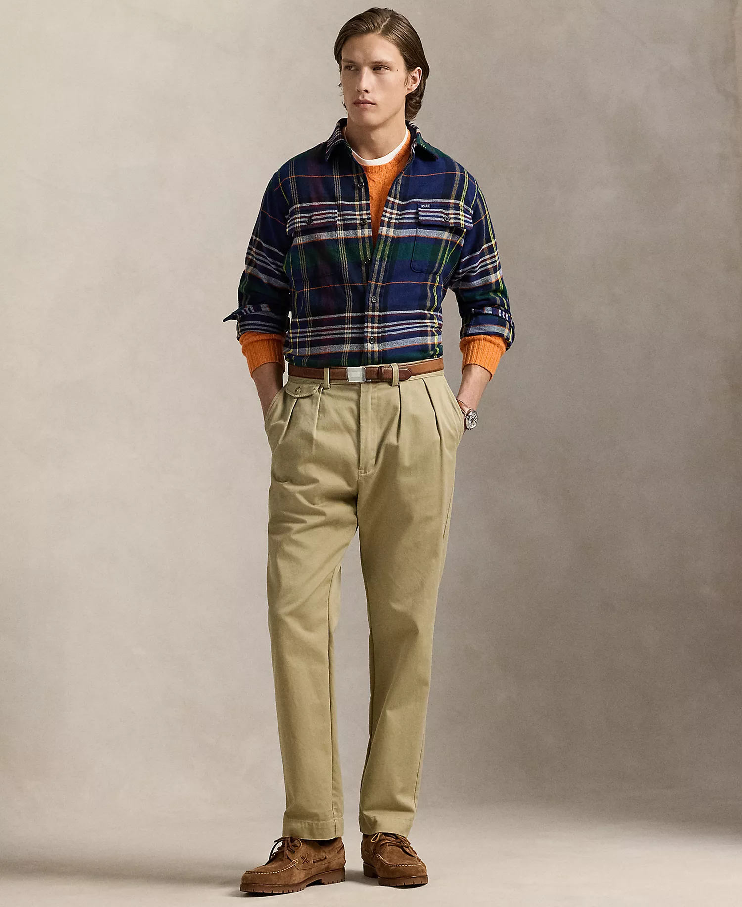 Men's Classic Plaid Brushed Flannel Workshirt - Navy Wine Multi - S