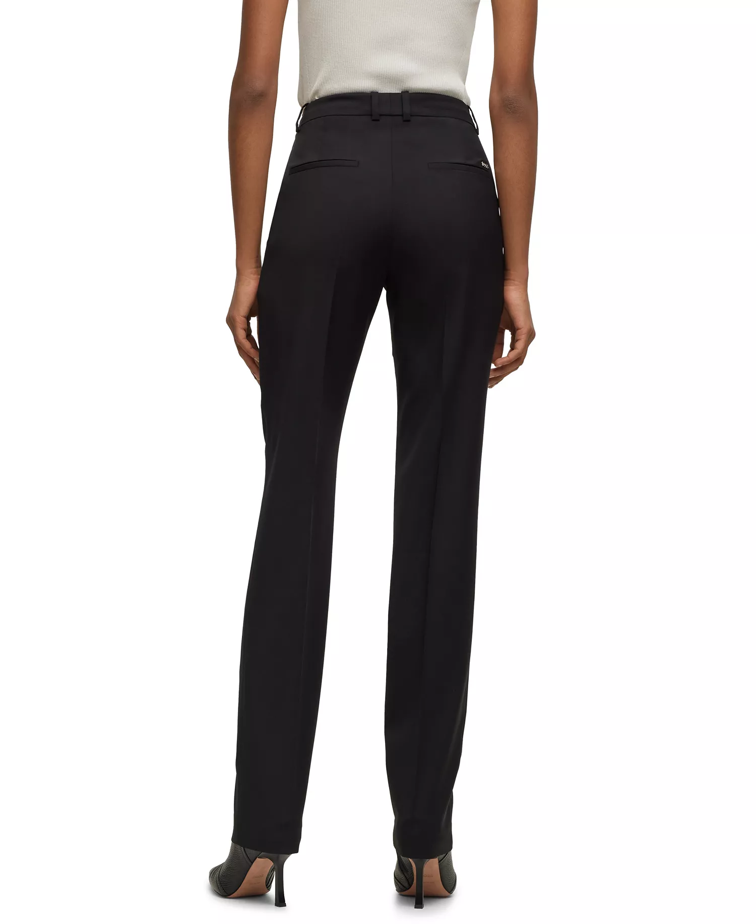 Women's Wool Regular-Fit High-Rise Pants - Black - 0