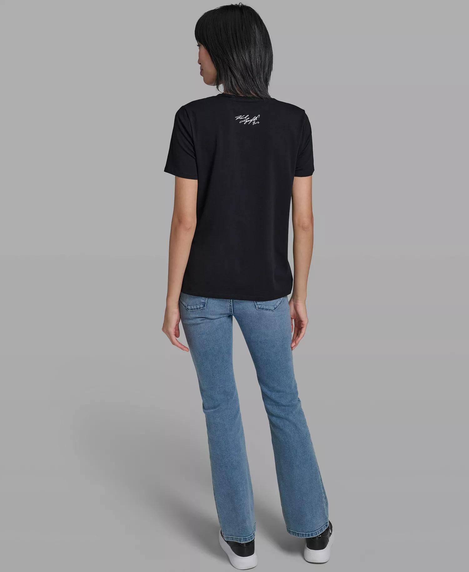 Women's Crew Neck Multi Jeweled Sunglass T-Shirt - Black - L