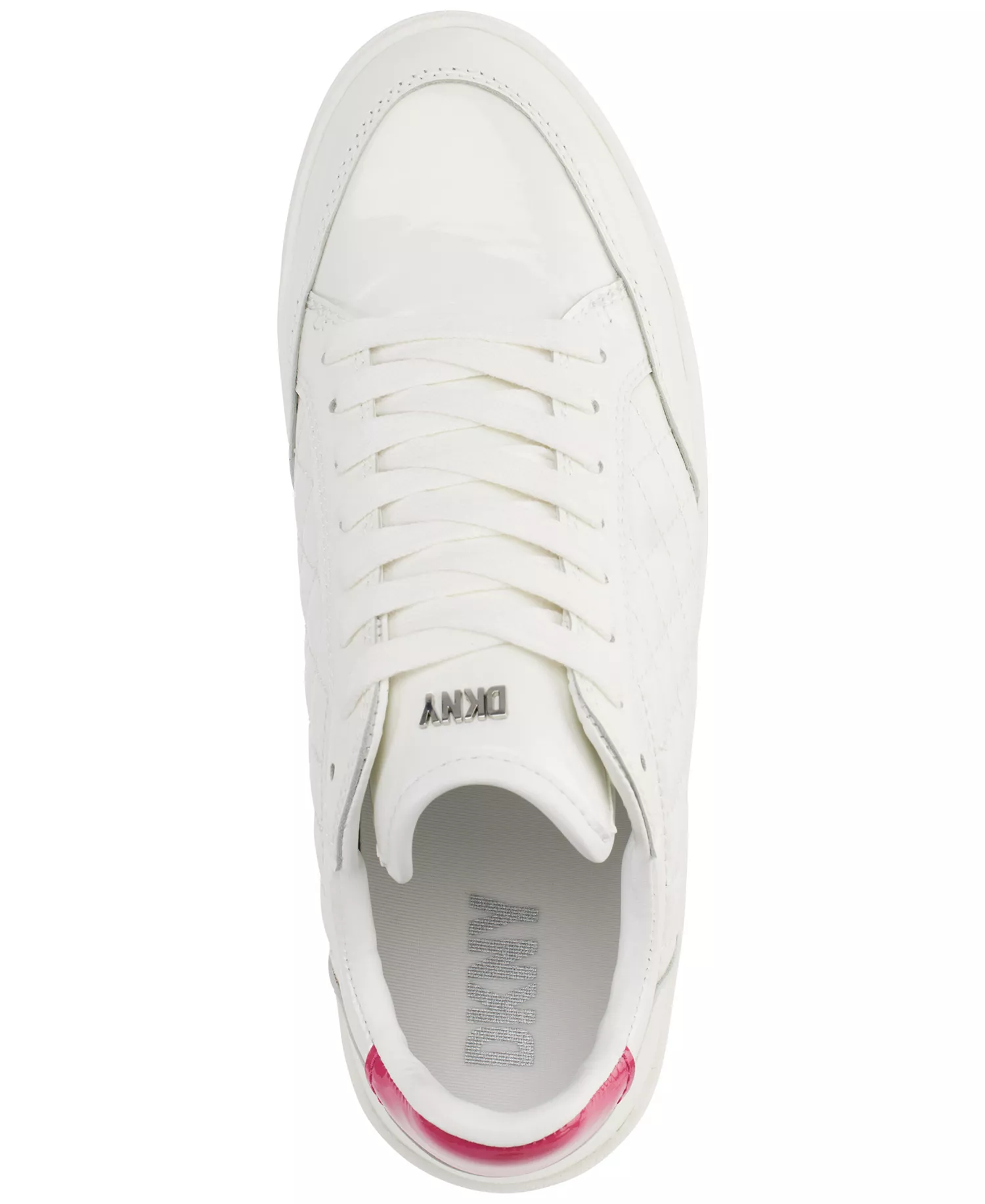 Women's Oriel Quilted Lace-Up Low-Top Sneakers - White/ Beetroot - 7M
