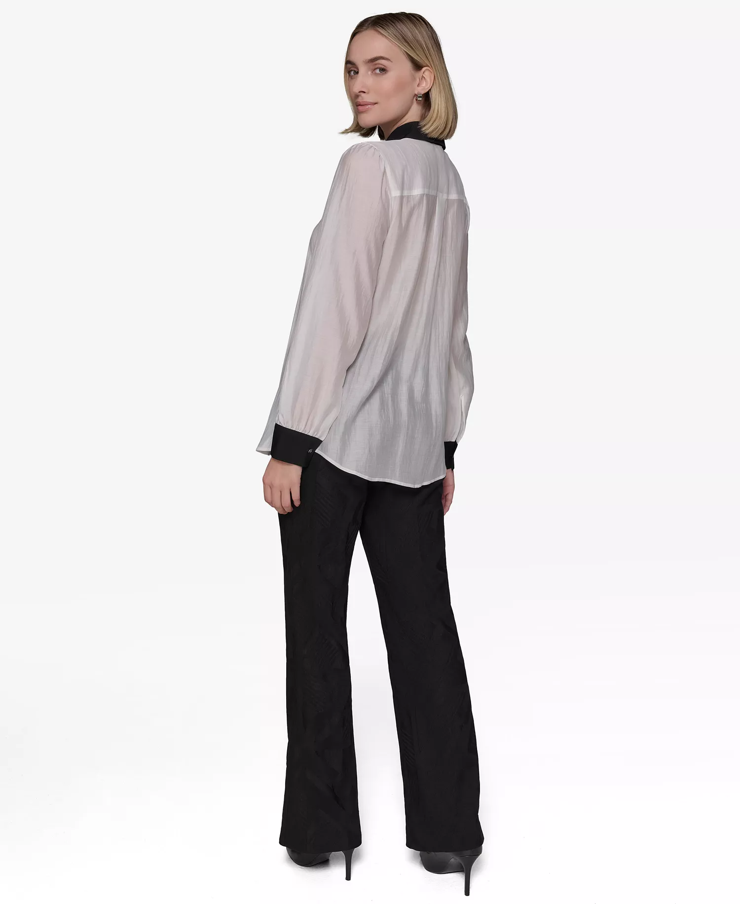 Women's Pintucked Blouse - Soft White - L
