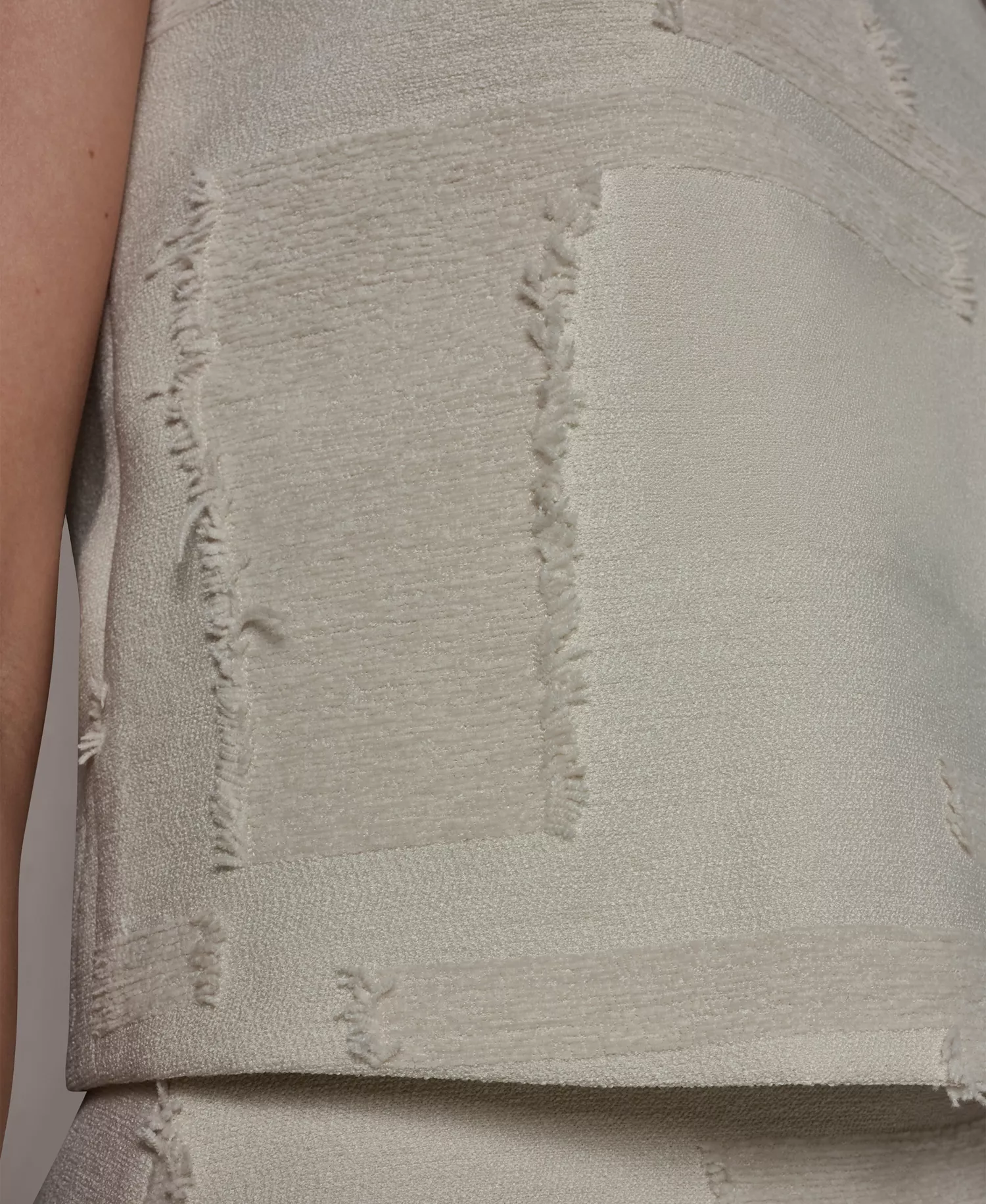 Petite Round Neck Crop Top - Natural - P/L